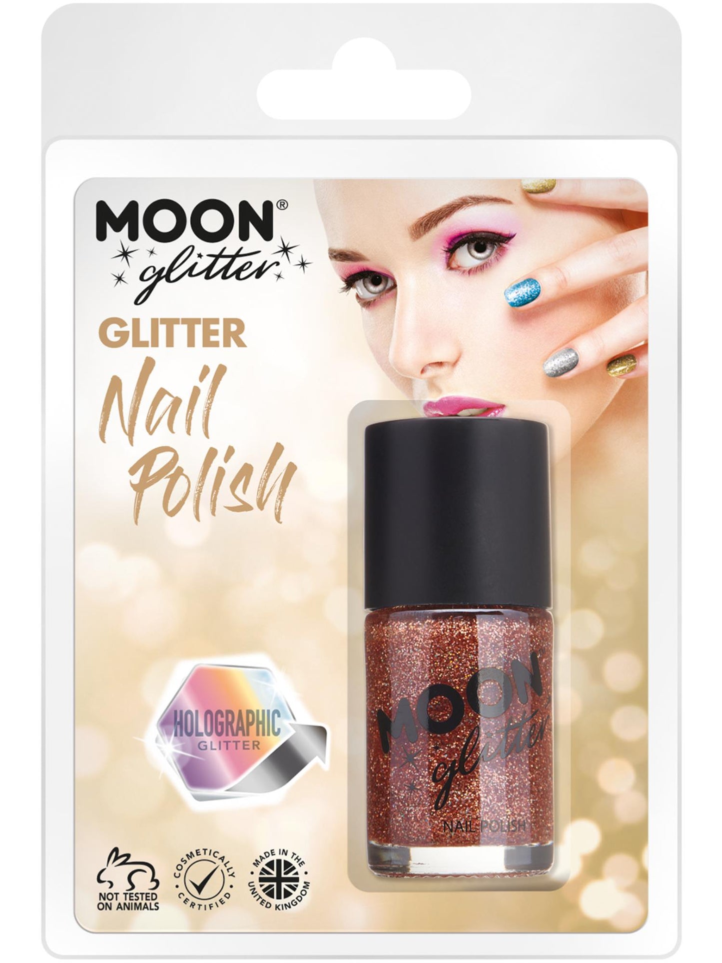 Smiffys Moon Glitter holografischer Nagellack Rose Gold 14 ml