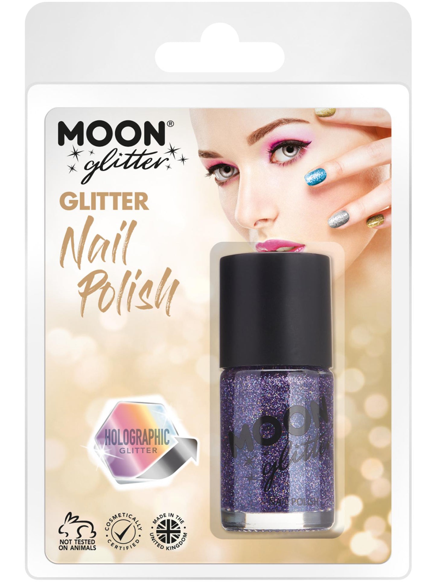 Smiffys Moon Glitter Holographic Nail Polish, Purple CD für Unisex