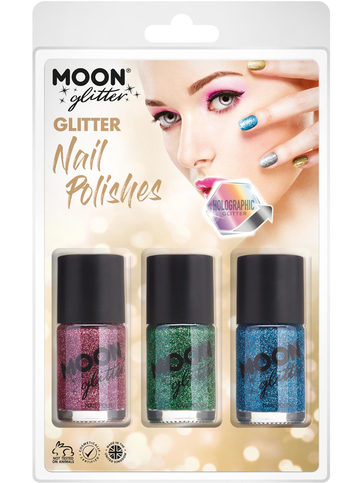 Smiffys Moon Glitter Holographic Nail Polish, CD für Unisex