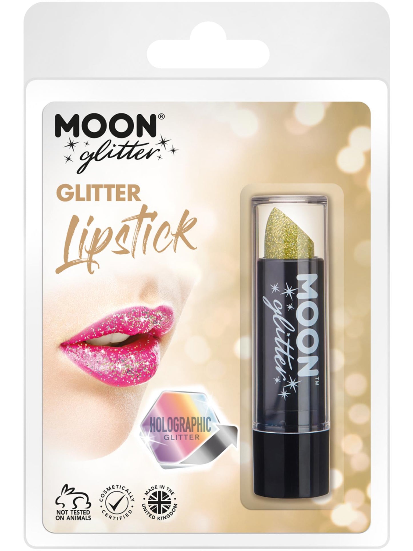 Smiffys Moon Glitter Holographic Glitter Lipstick, Gold CD für Unisex