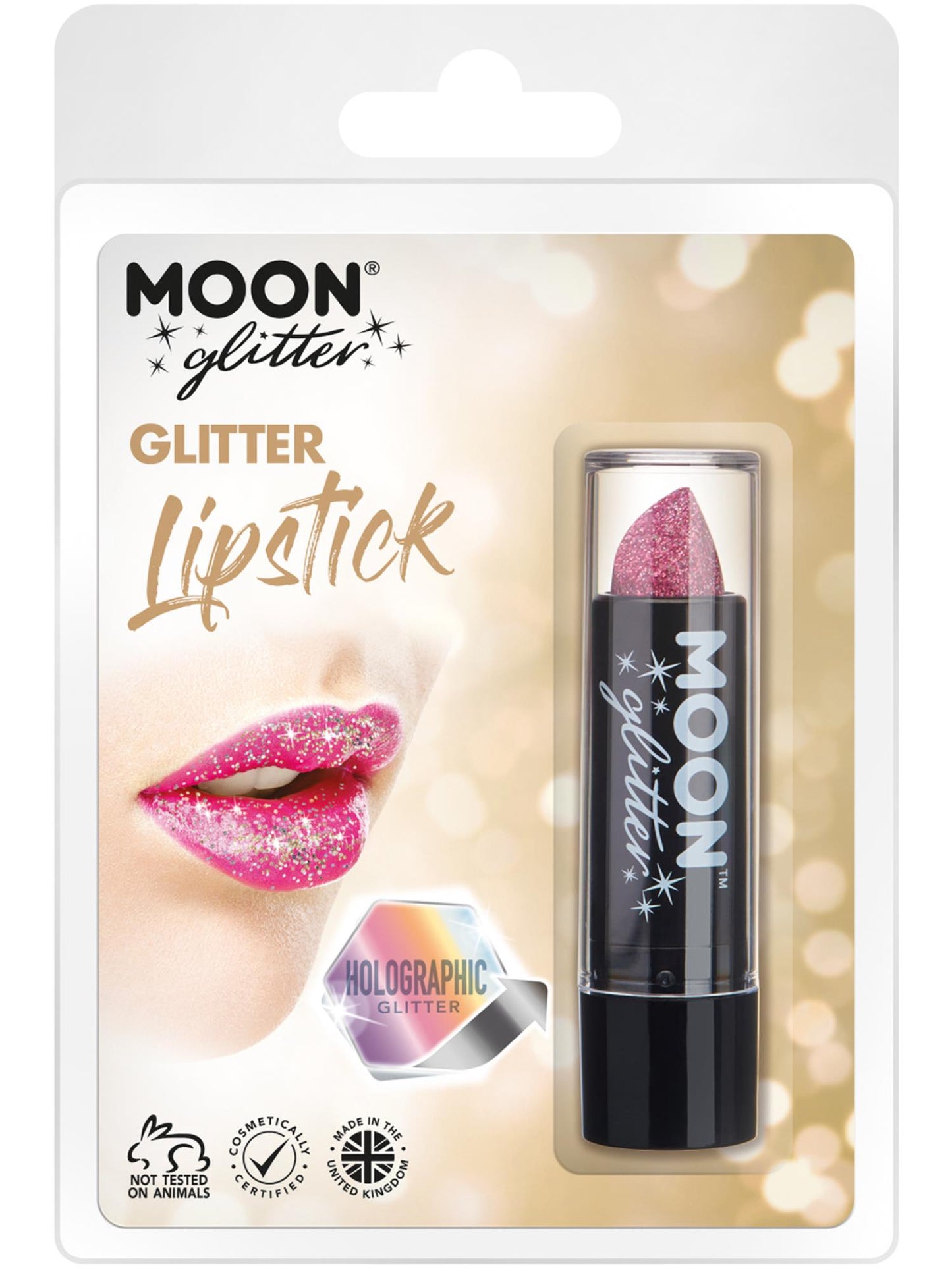 Smiffys Moon Glitter Holographic Glitter Lipstick, Pink CD für Unisex