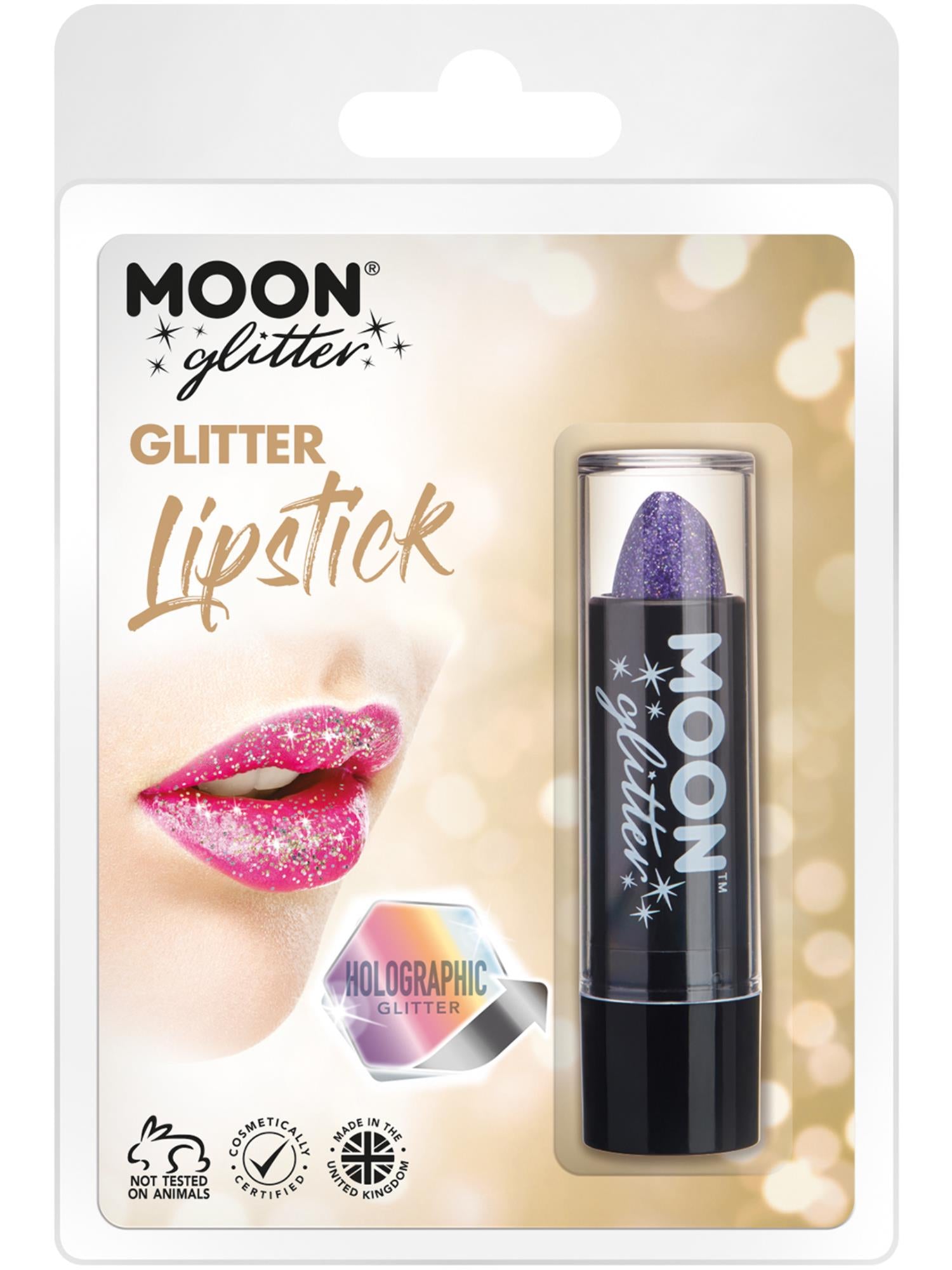 Smiffys Moon Glitter holografischer Glitzer-Lippenstift Purple