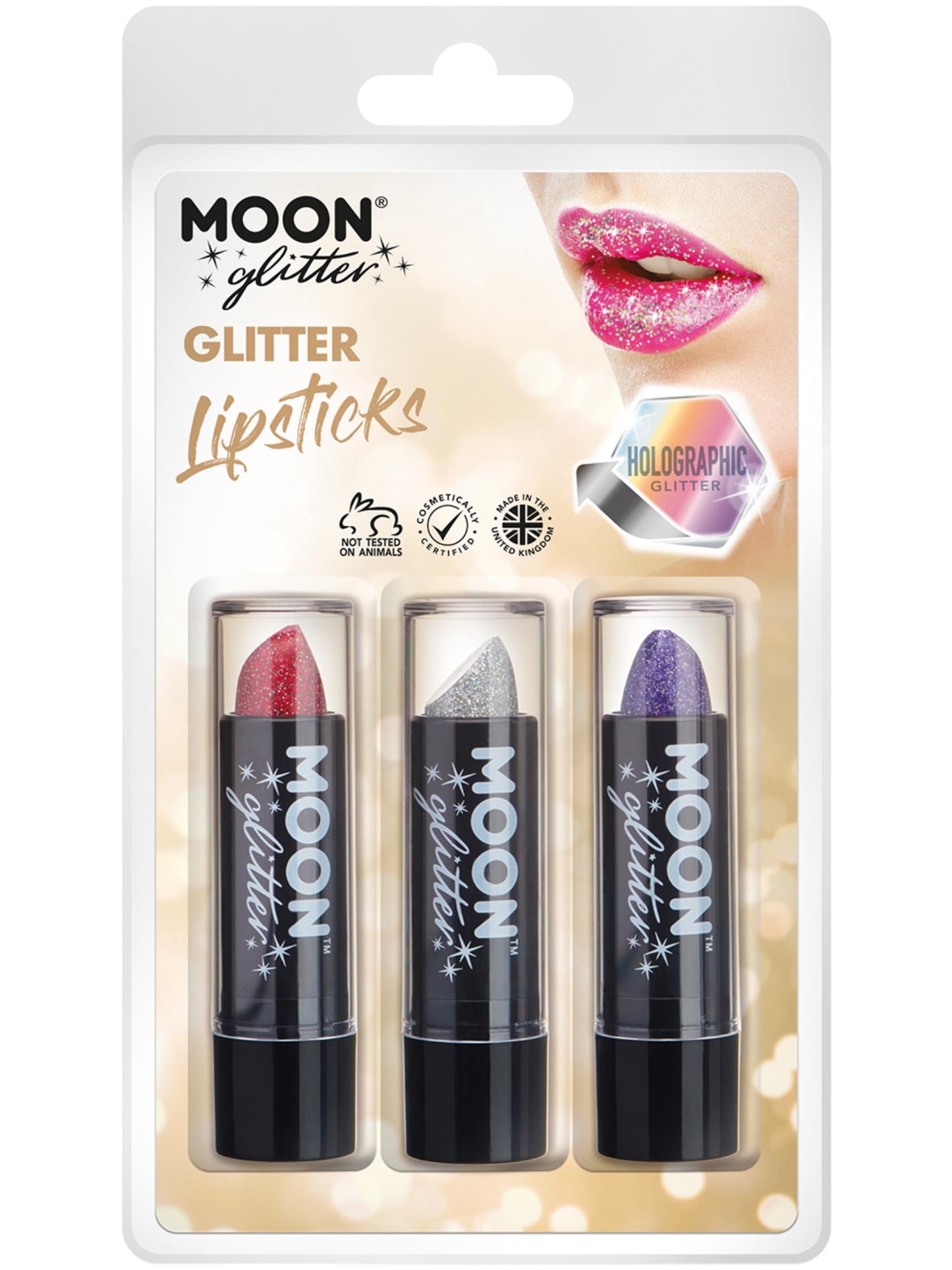 Smiffys Moon Glitter Holographic Glitter Lipstick, CD für Unisex