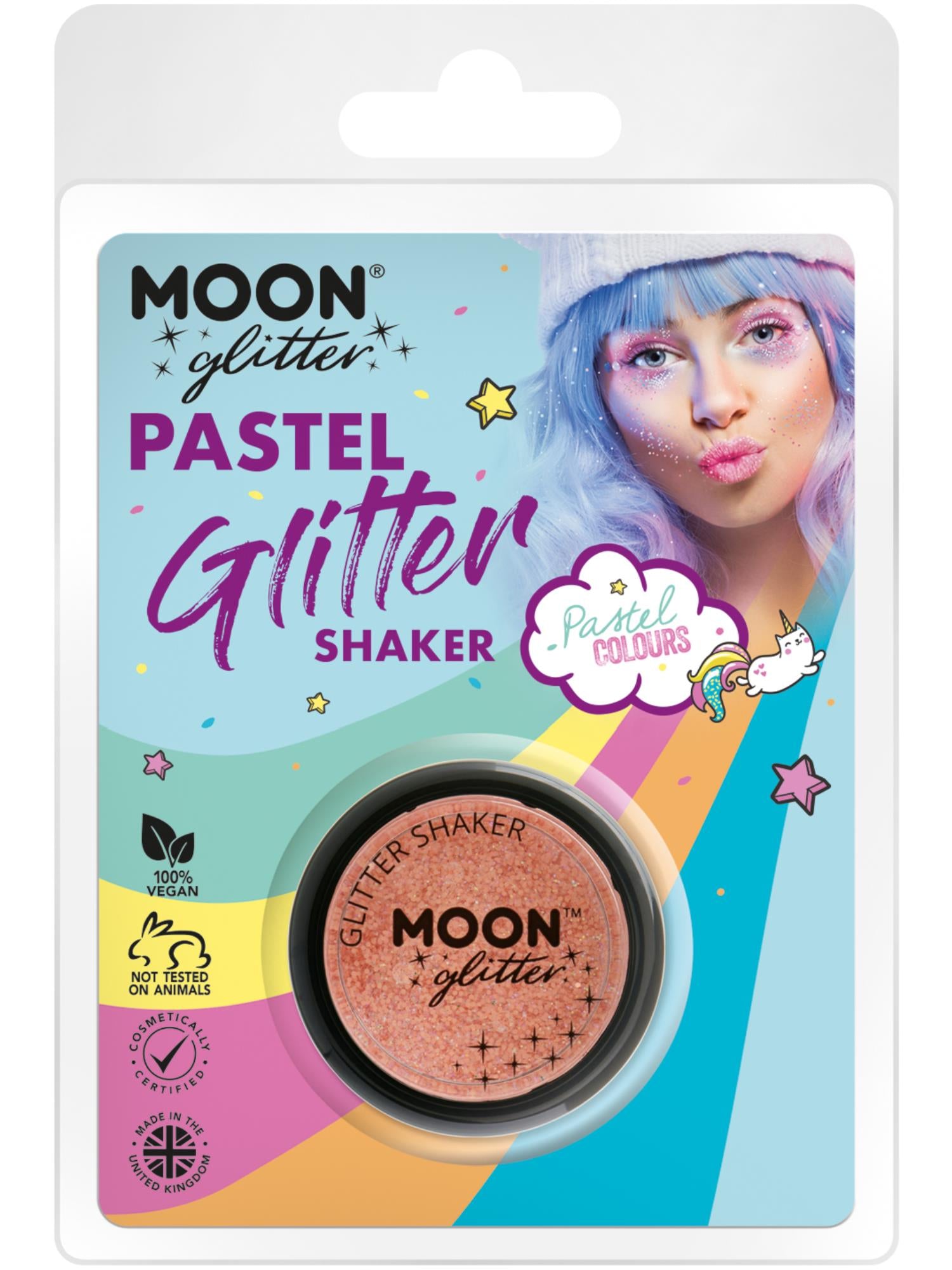 Smiffys Moon Glitter Pastel Glitter Shakers Peach 5 g im Clamshell
