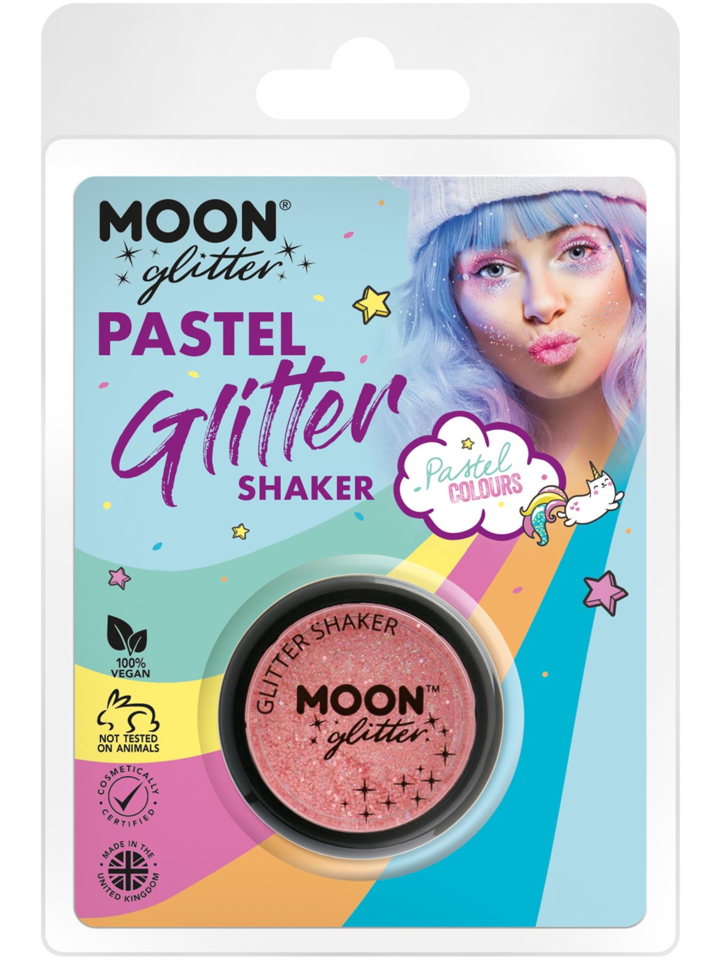 Smiffys Moon Glitter Pastel Glitter Shakers, Coral CD für Unisex