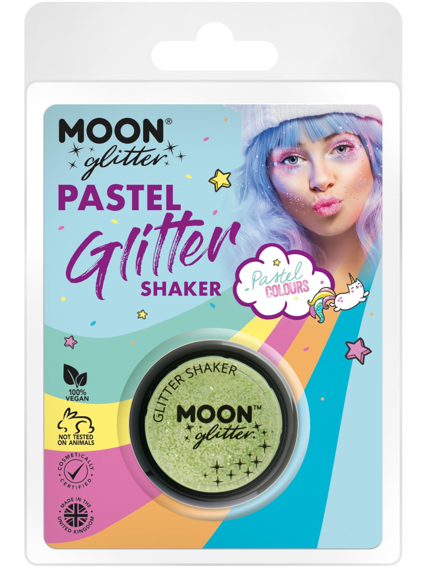 Smiffys Moon Glitter Pastel Glitter Shakers, Mint CD für Unisex