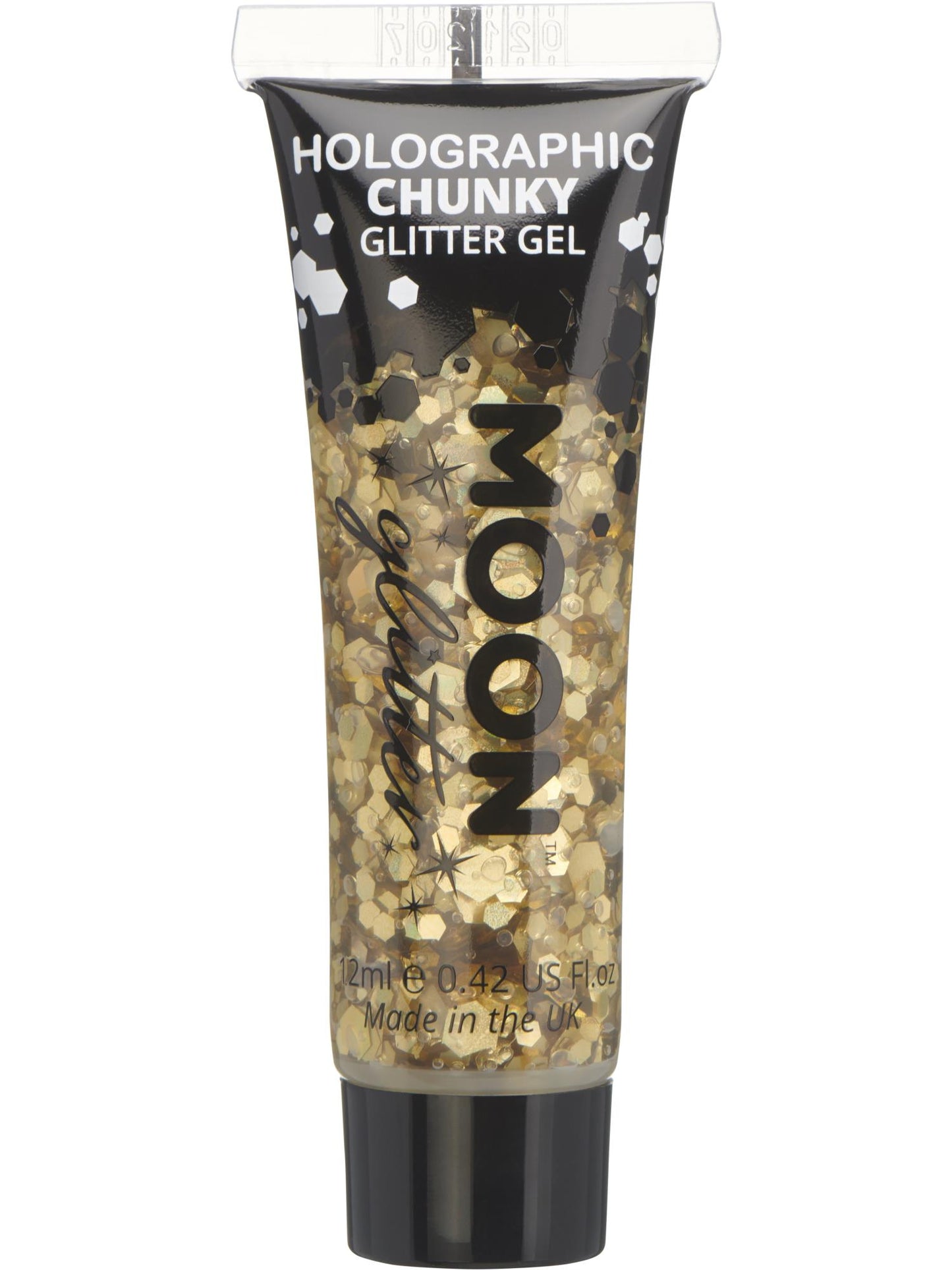 Smiffys Moon Glitter Holographic Chunky Glitter Gel Gold 12 ml