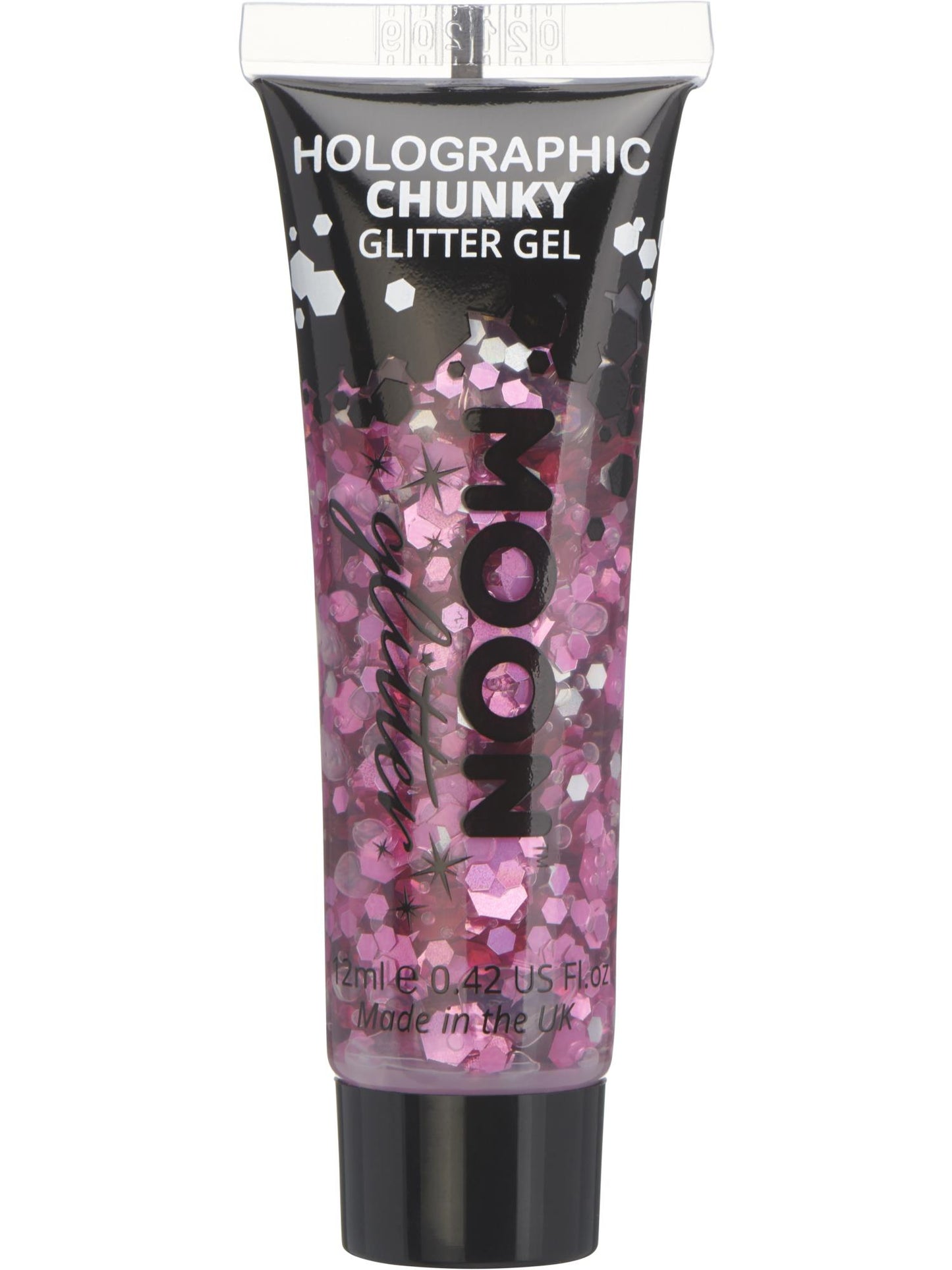 Smiffys Moon Glitter Holographic Chunky Glitter Gel Pink 12 ml