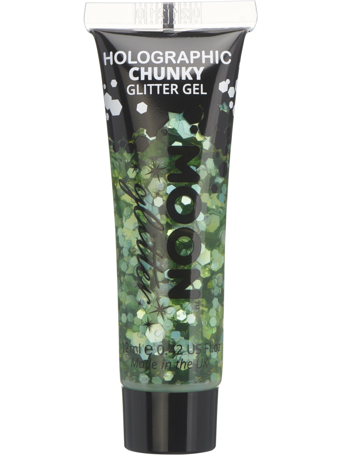 Smiffys Moon Glitter holografisches Chunky Glitter Gel in Grün, 12 ml