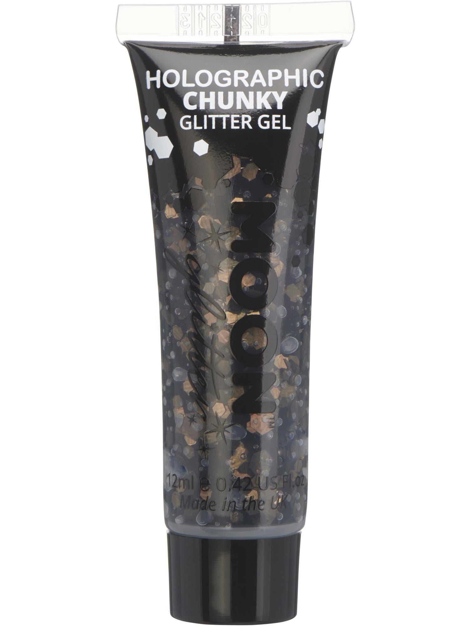 Smiffys Moon Glitter Holographic Chunky Glitter Gel Schwarz 12 ml