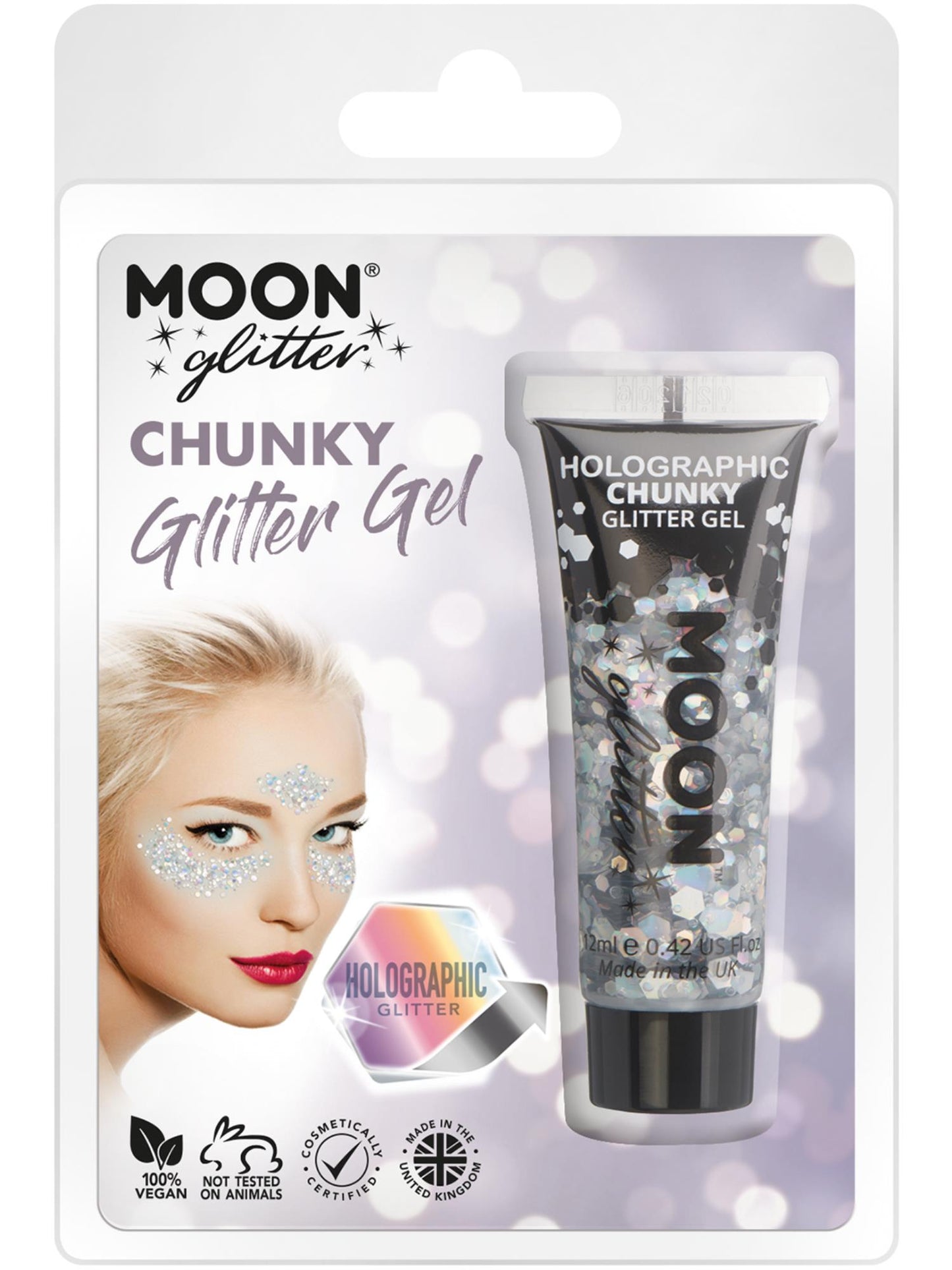 Smiffys Moon Glitter Holographic Chunky Glitter Gel CD für Unisex