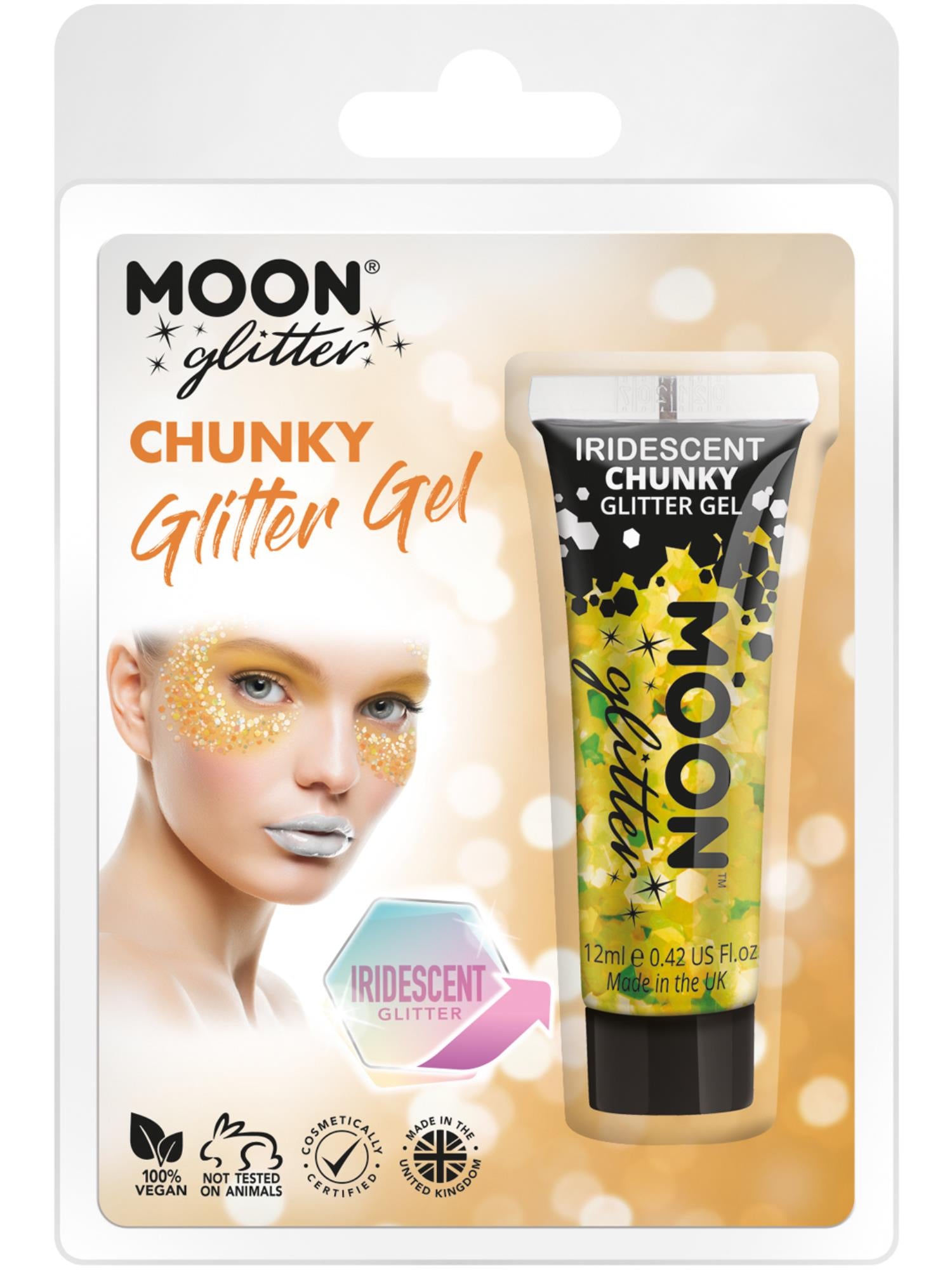 Smiffys Moon irideszierendes Chunky Glitter Gel Yellow 12 ml