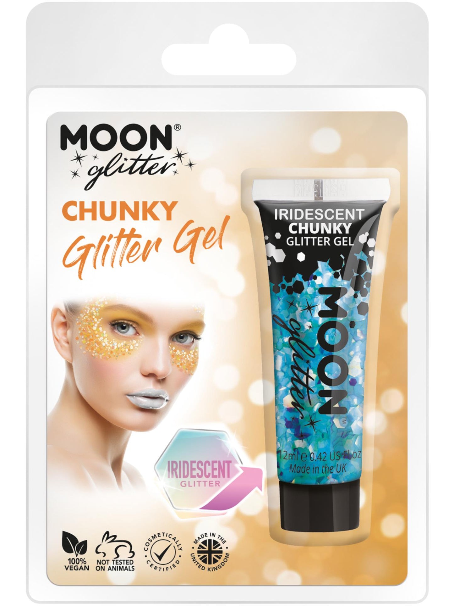 Smiffys Moon Glitter Iridescent Chunky Glitter Gel blau 12 ml