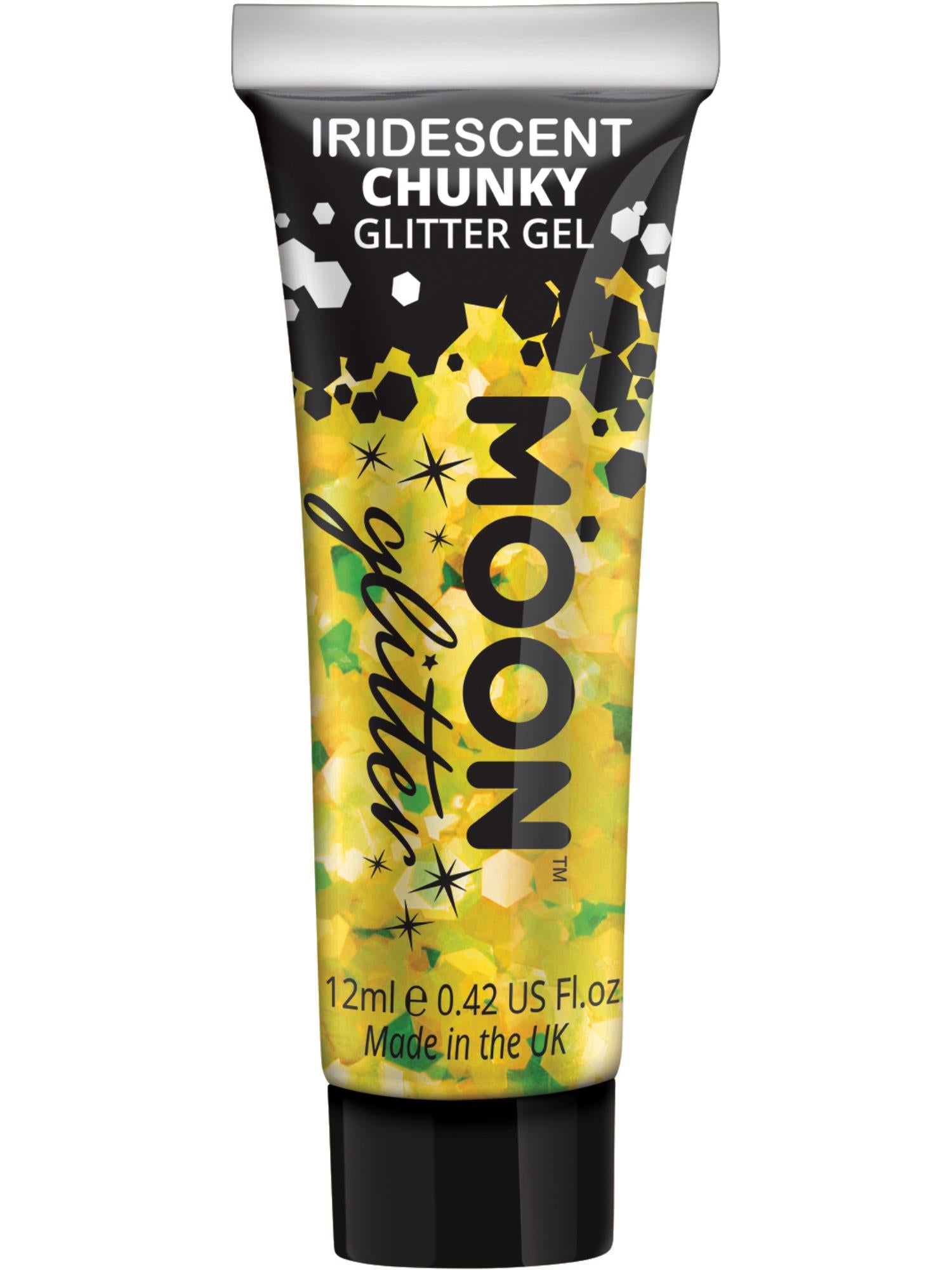 Smiffys Moon Glitter irisierendes Chunky-Glitzer-Gel Yellow 12 ml