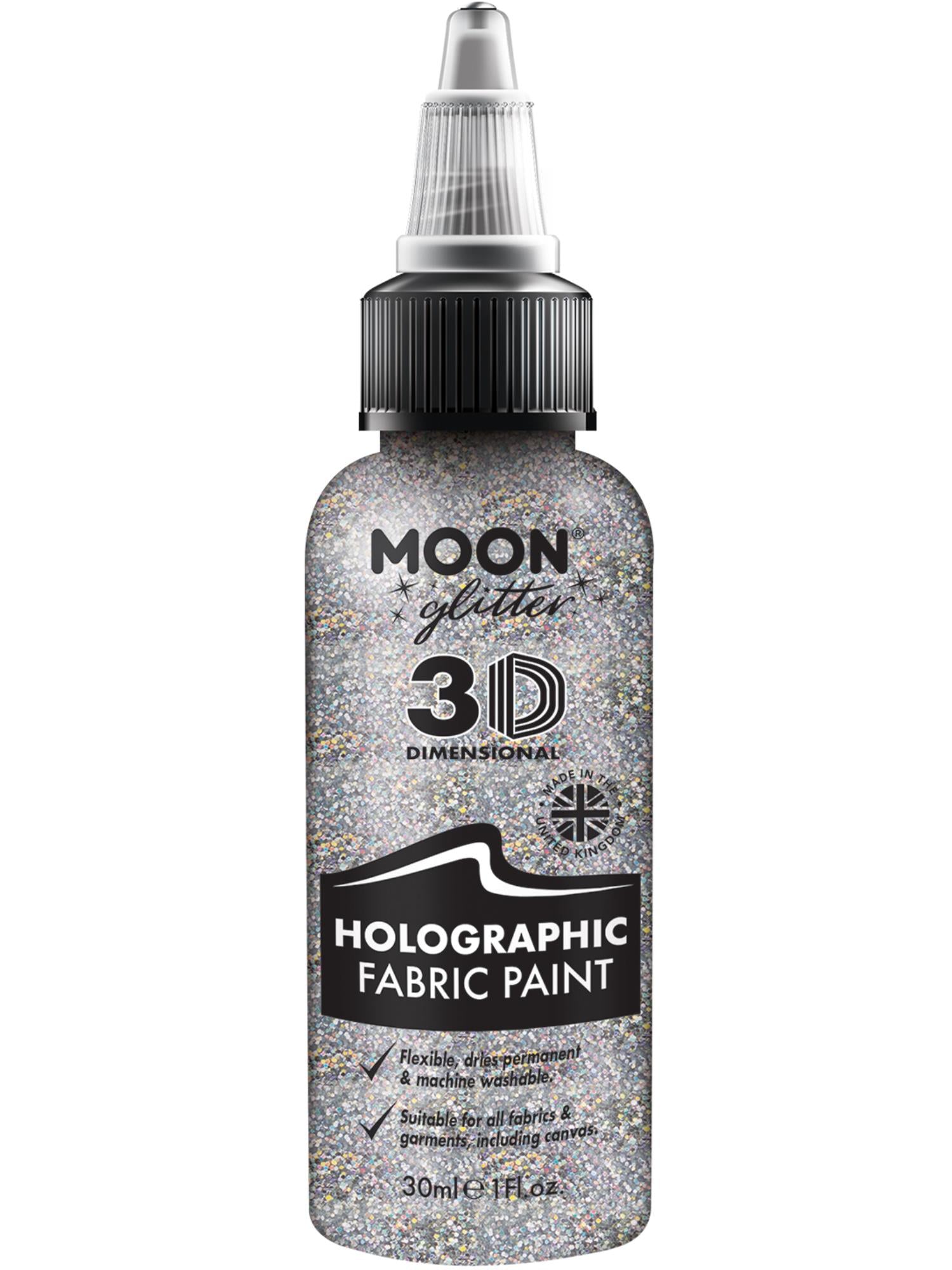Smiffys Moon Glitter holografische Stofffarbe Silver 30 ml