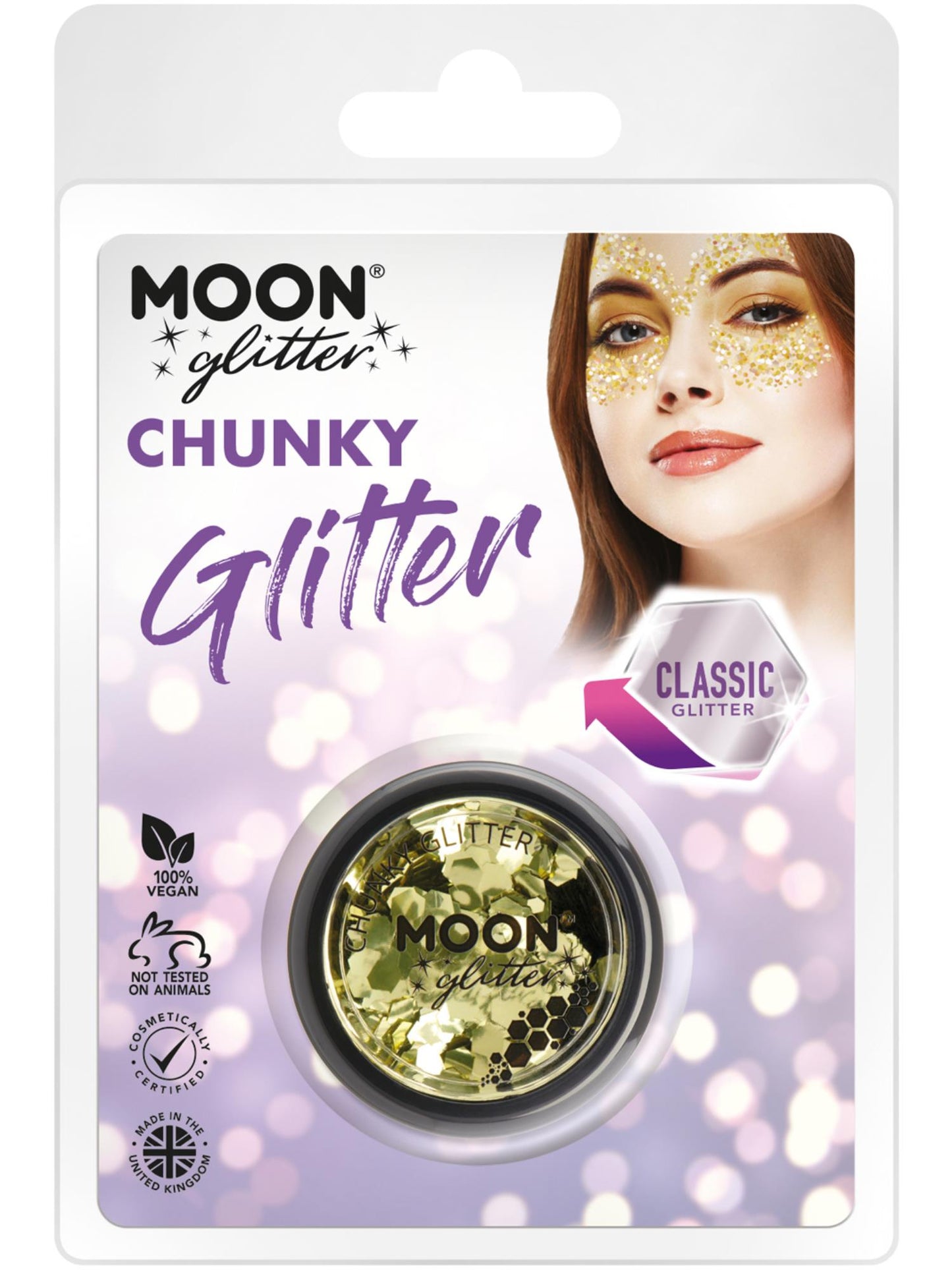 Smiffys Moon Glitter Classic Chunky Glitter, Gold CD für Unisex