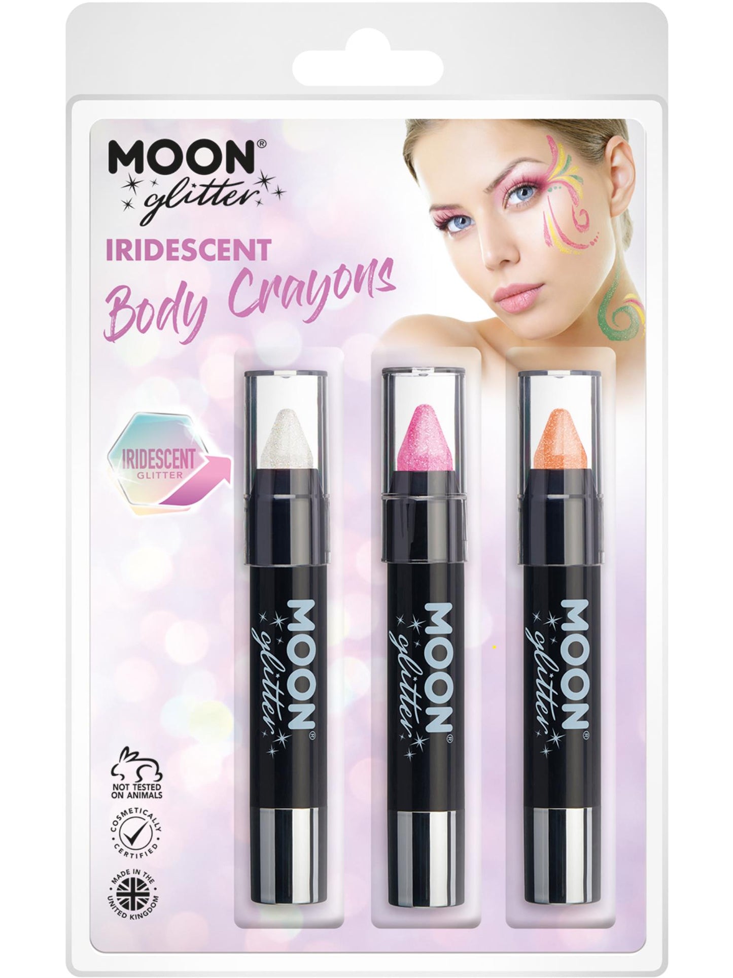 Smiffys Moon Glitter Iridescent Body Crayons, CD für Unisex