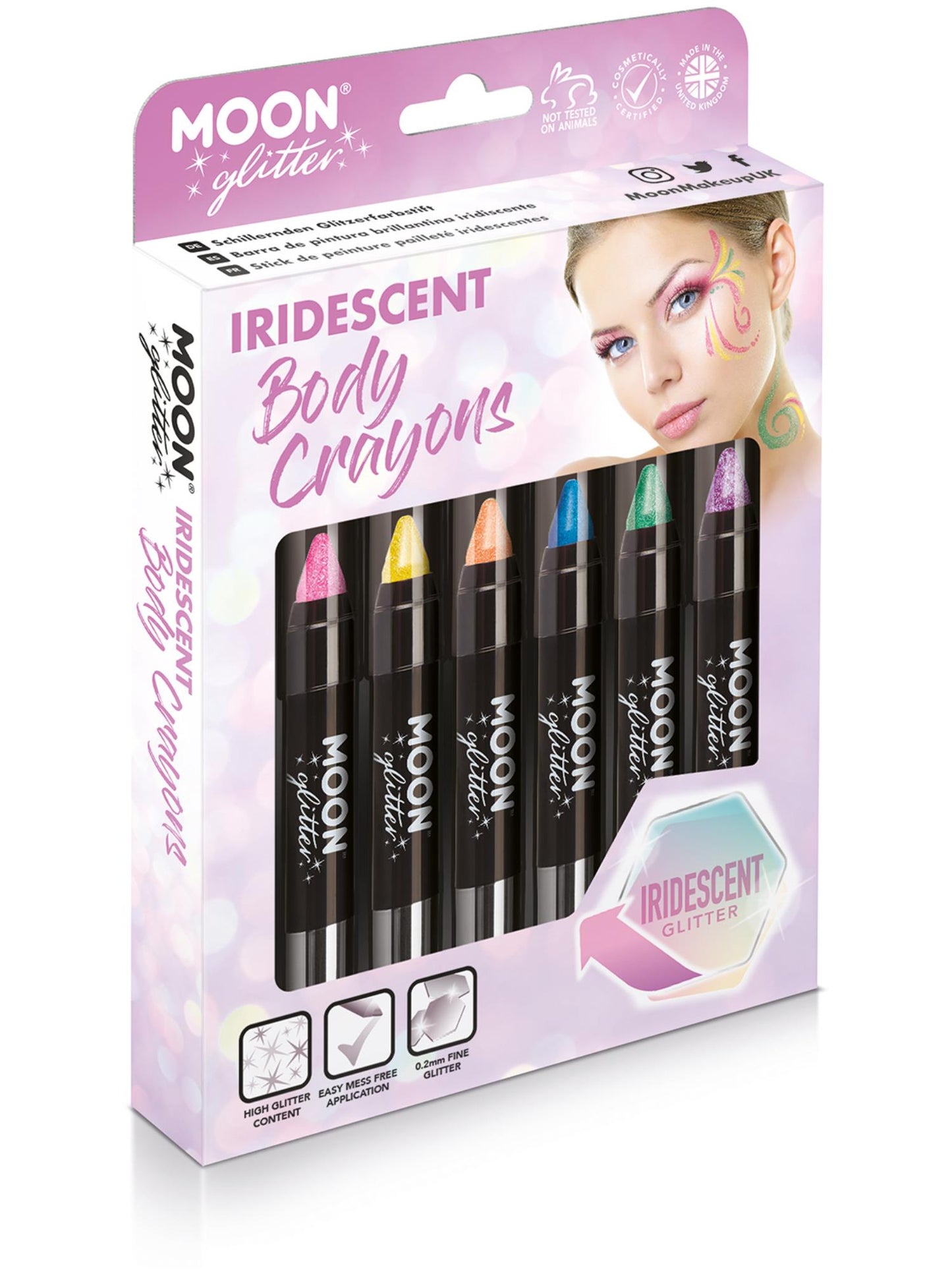 Smiffys Moon Glitter Iridescent Body Crayons, Assorted CD für Unisex