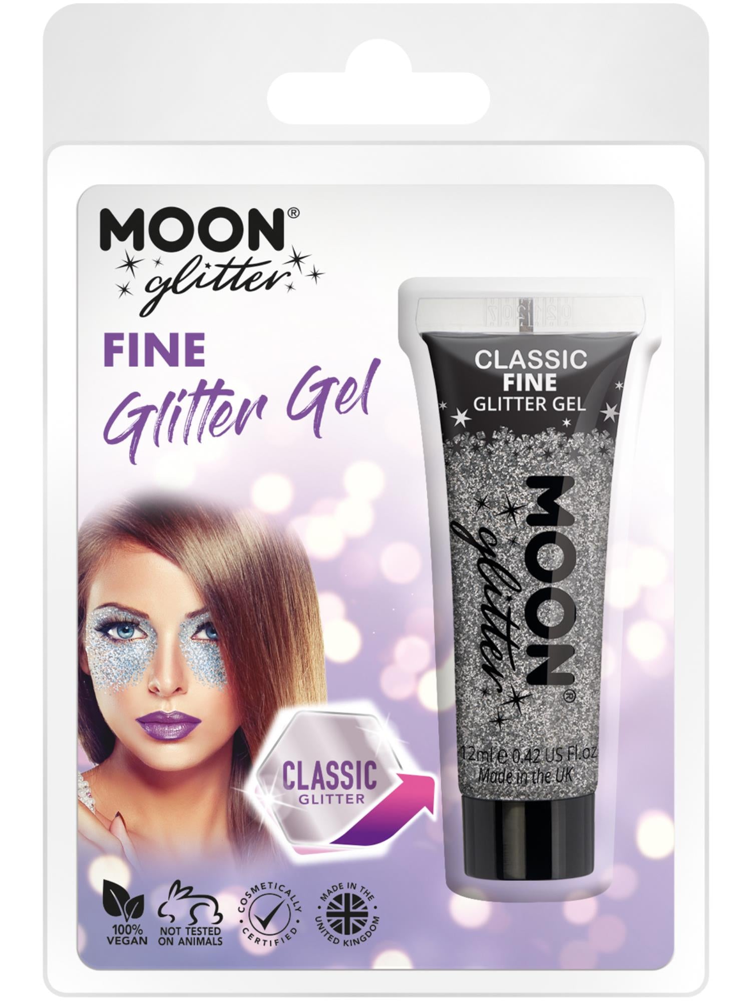 Smiffys Moon Glitter Classic Fine Glitter Gel Silver 12 ml