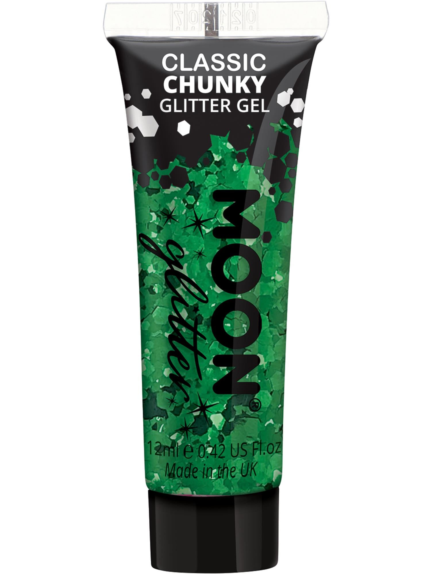 Smiffys Moon Glitter Classic Chunky Glitter Gel Green 12 ml