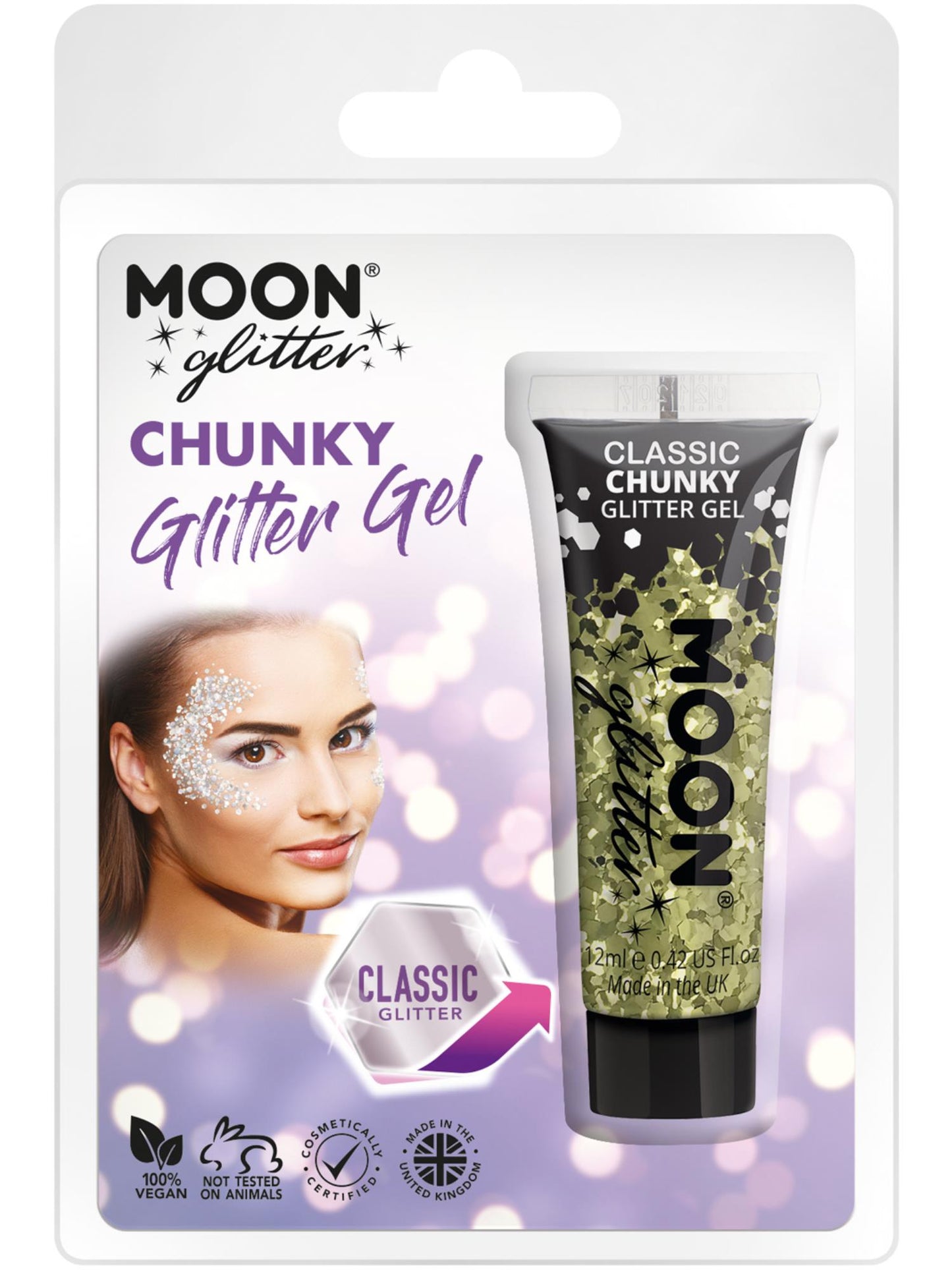Smiffys Moon Glitter Classic Chunky Glitter Gel, Gold CD für Unisex