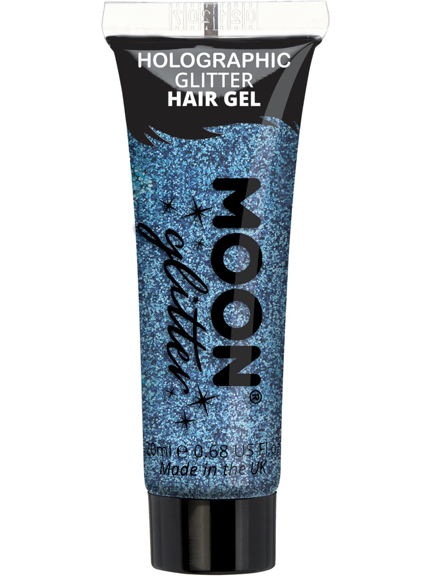 Smiffys Moon holografisches Glitzer-Haargel Blau 20 ml