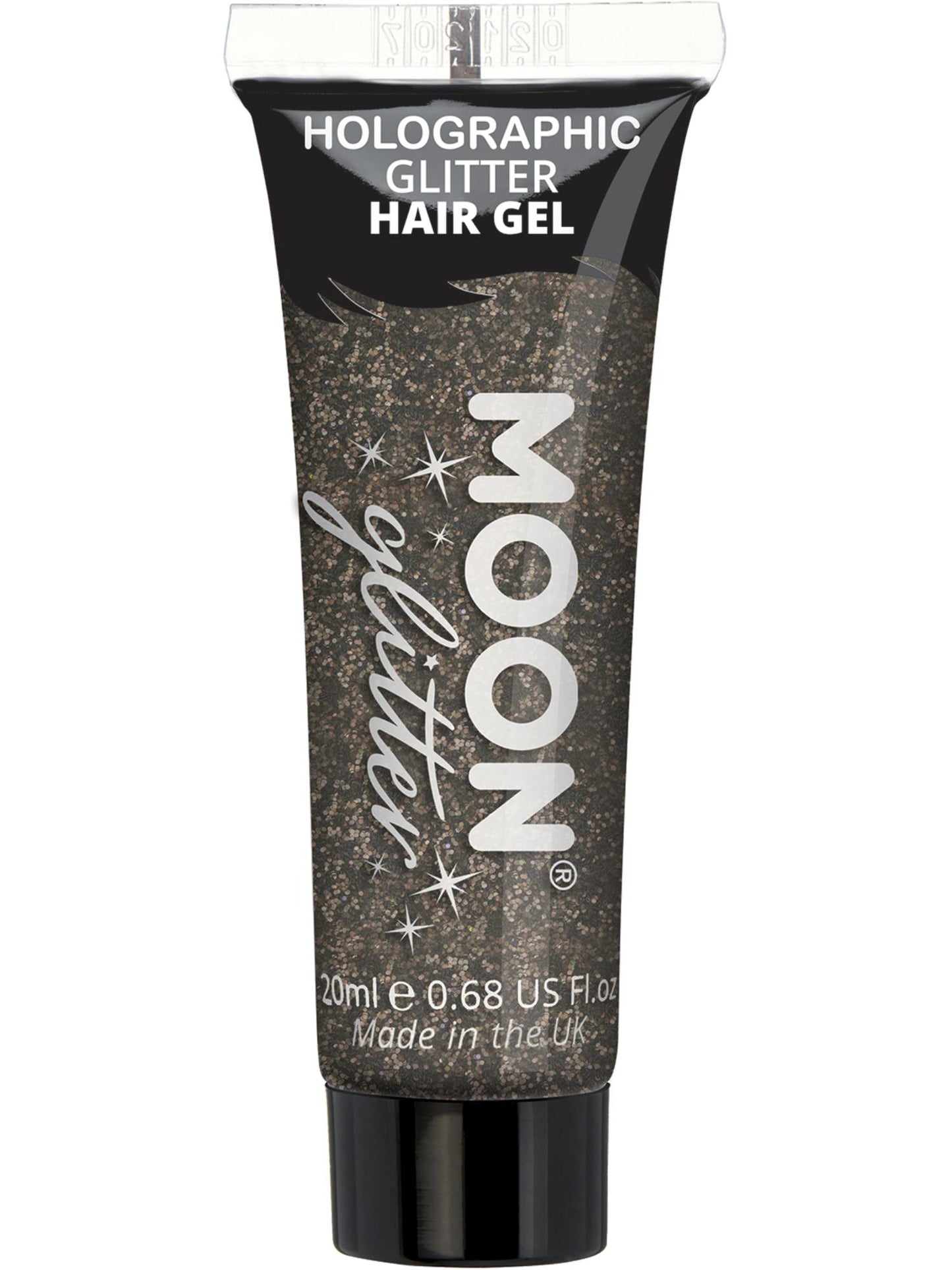 Smiffys Moon holografisches Glitzer-Haargel Schwarz 20 ml