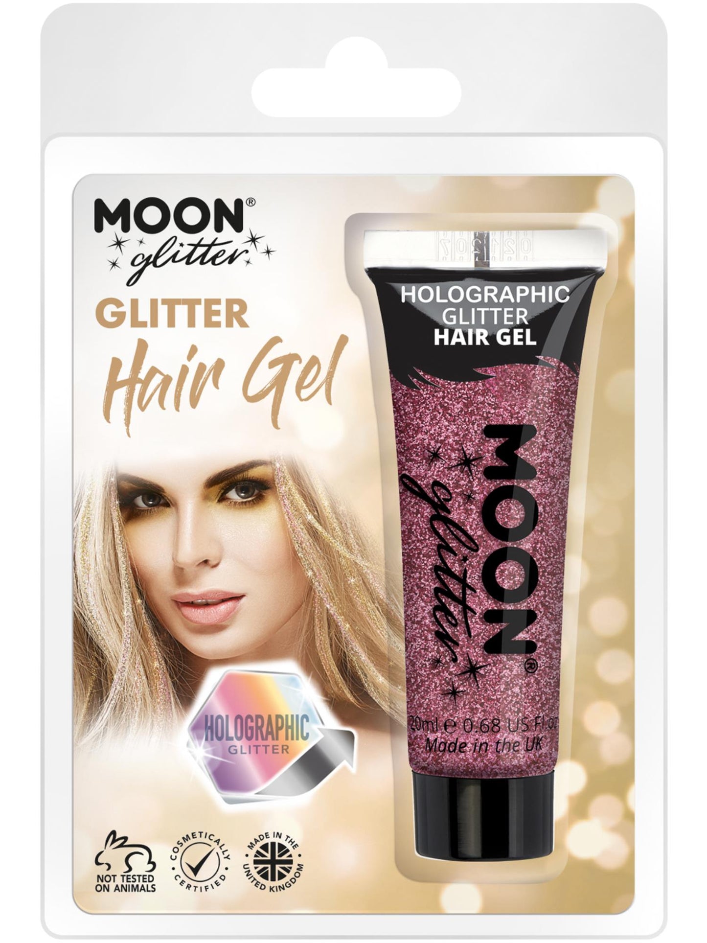 Smiffys Moon Glitter Holographic Glitter Hair Gel, Pink CD für Unisex