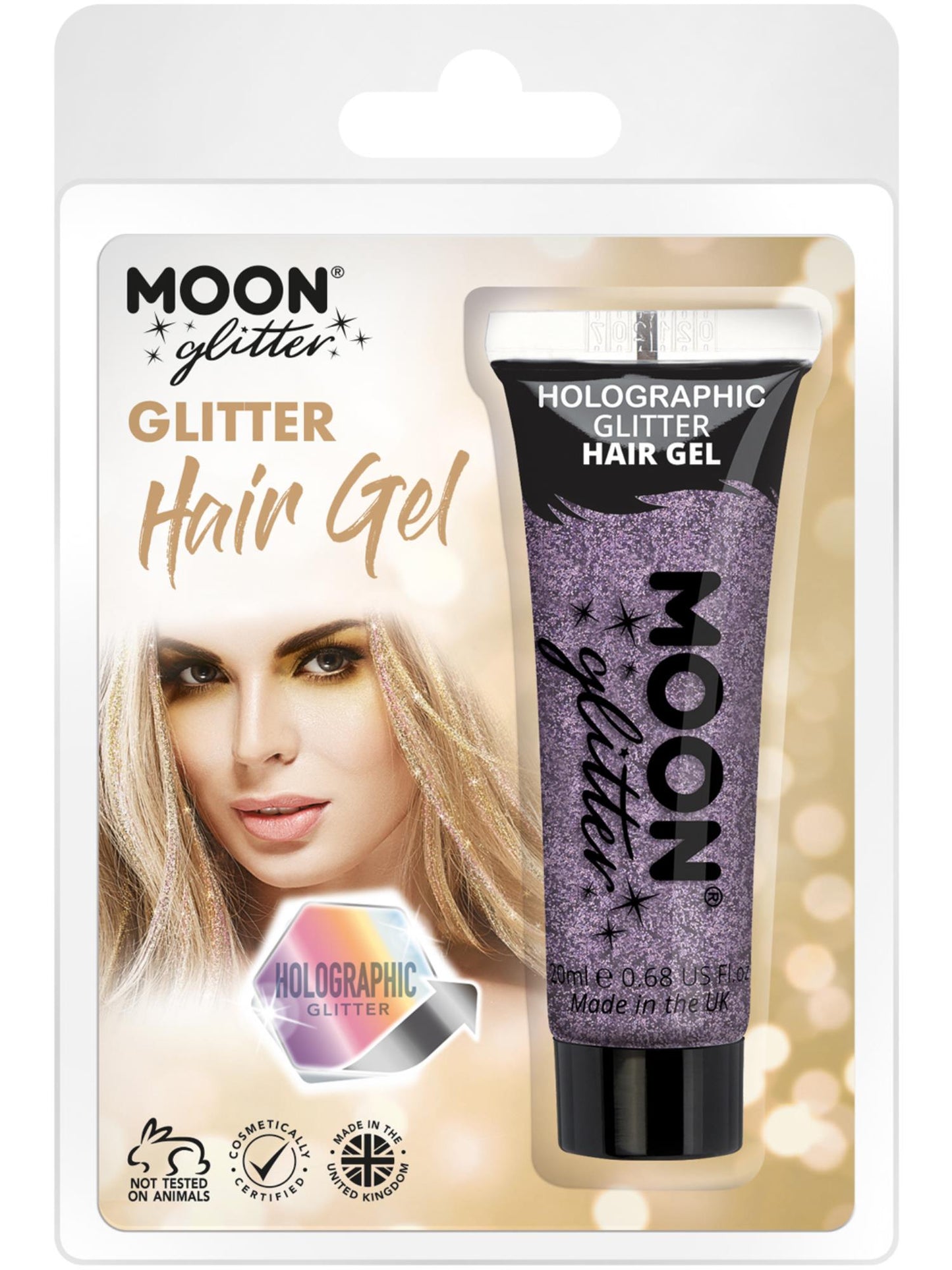 Smiffys Moon Glitter Holographic Glitter Hair Gel, Purple CD für Unisex