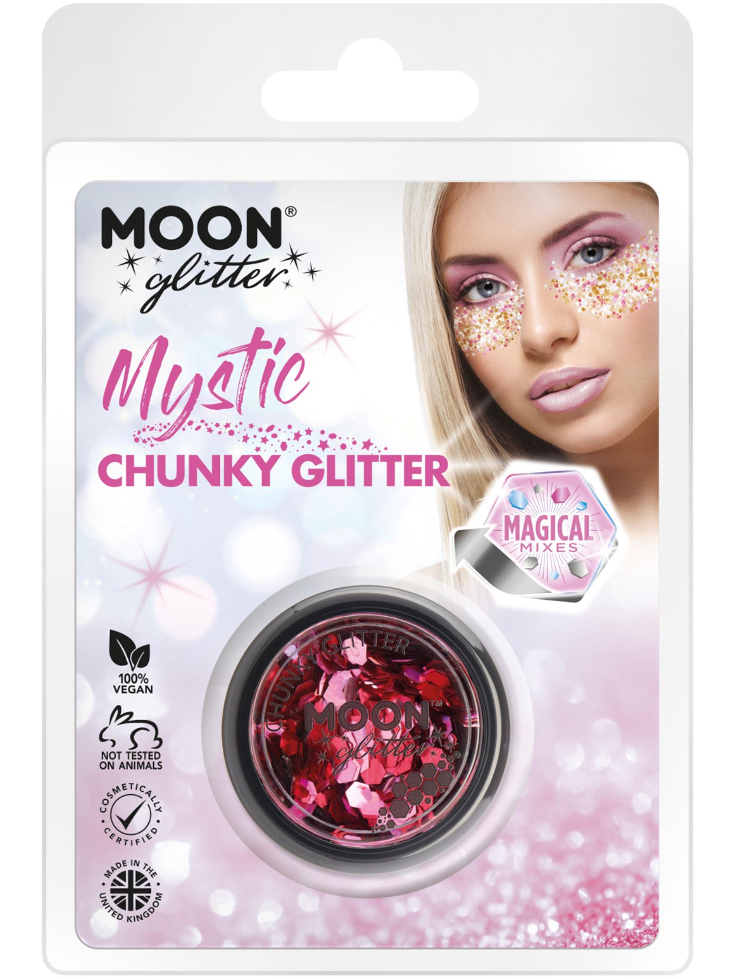 Smiffys Moon Glitter Mystic Chunky Glitter in gemischten Farben, 3 g