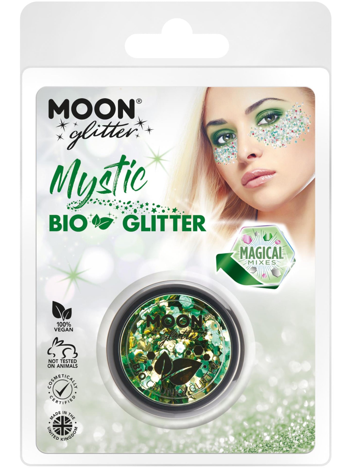 Smiffys Moon Glitter Mystic Bio Chunky Glitter Shamrock 3 g in Clamshell-Verpackung