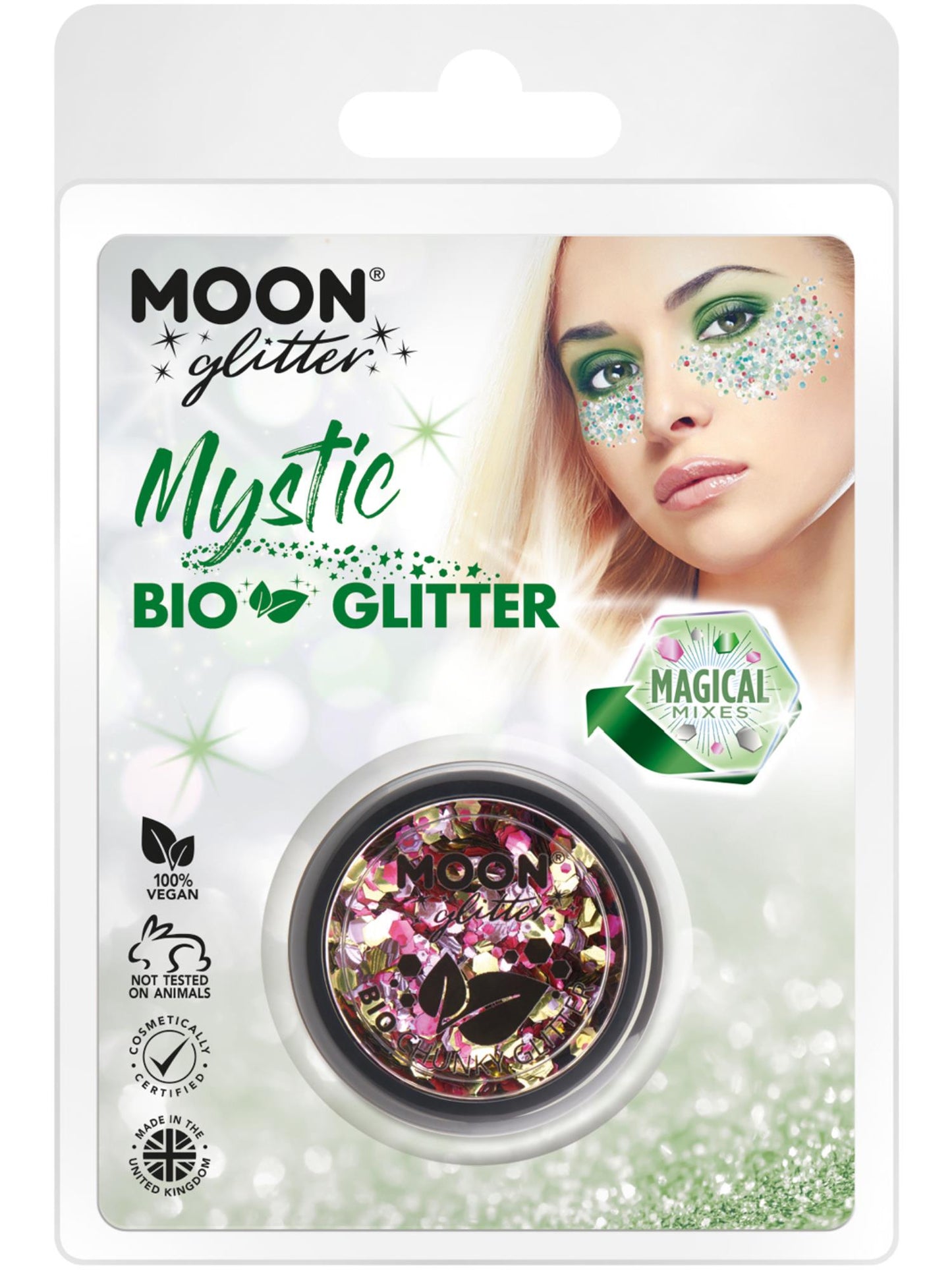 Smiffys Moon Glitter Mystic Bio Chunky Glitter Enchanted, 3 g, gemischte Farben
