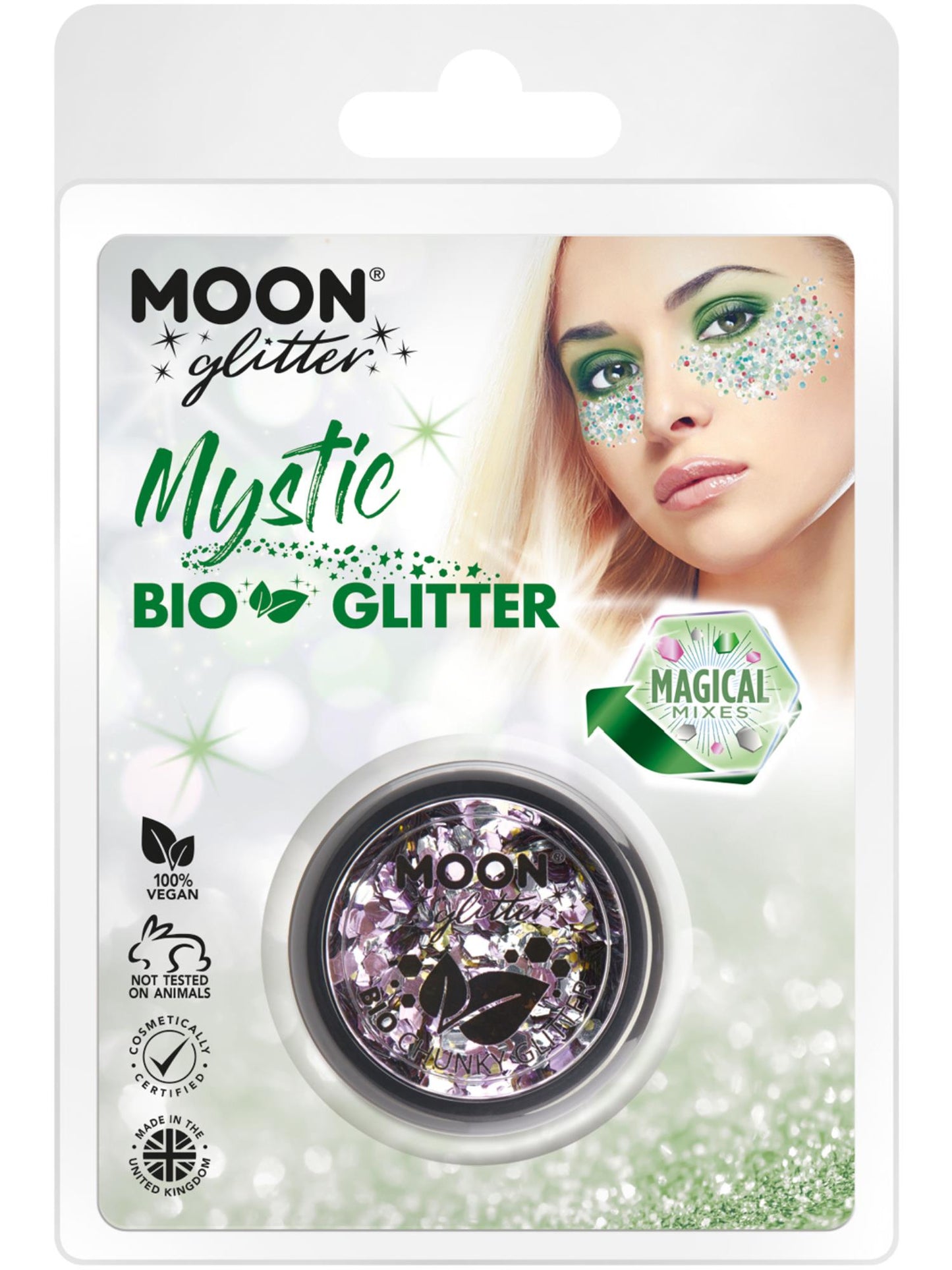 Smiffys Moon Glitter Mystic Bio Chunky Glitter 3 g Mixed Colours Champagne