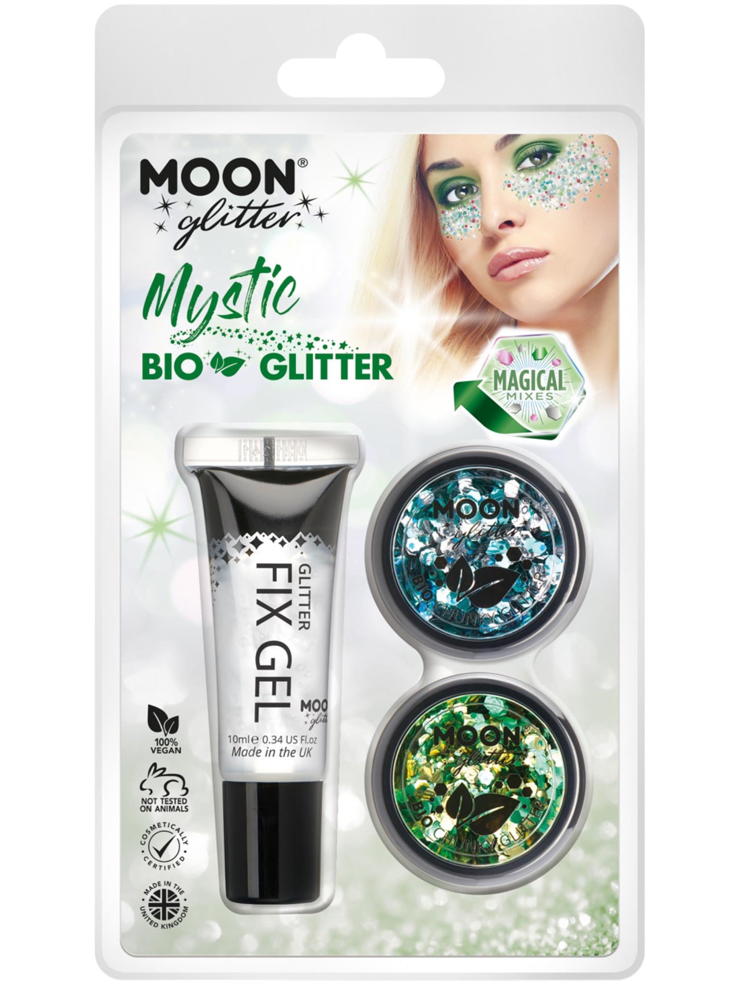 Smiffys Moon Glitter Mystic Bio Chunky Glitter mit Fix Gel