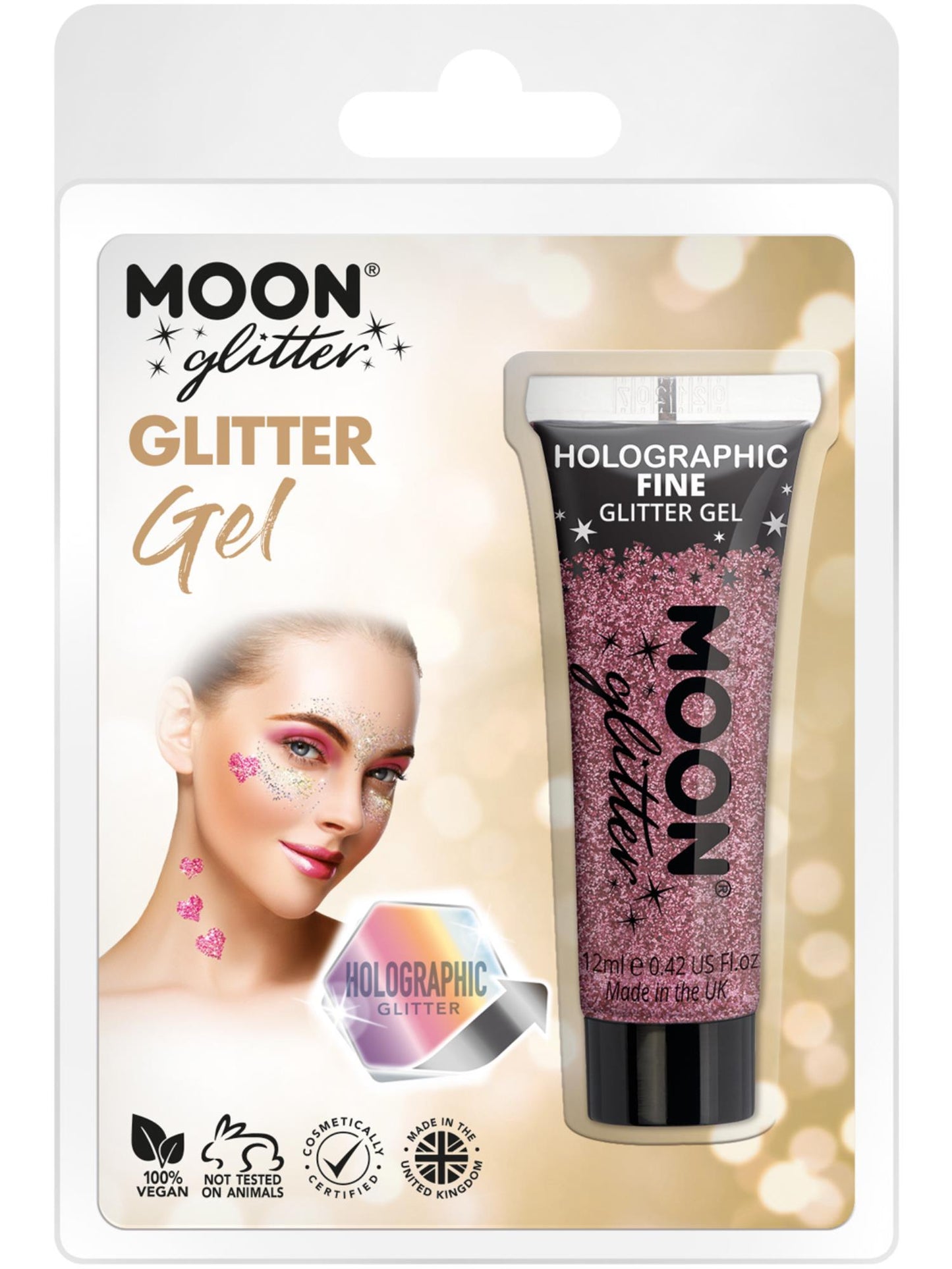 Smiffys Moon Glitter Holographic Fine Glitter Gel, Pink CD für Unisex