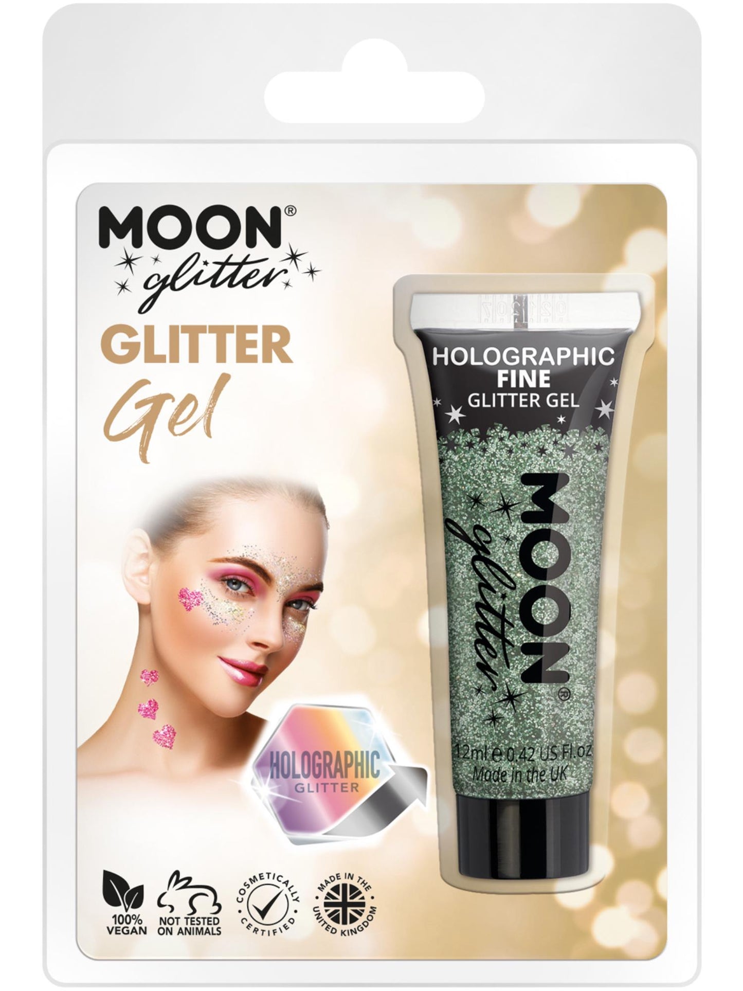 Smiffys Moon Glitter Holographic Fine Glitter Gel, Green CD für Unisex