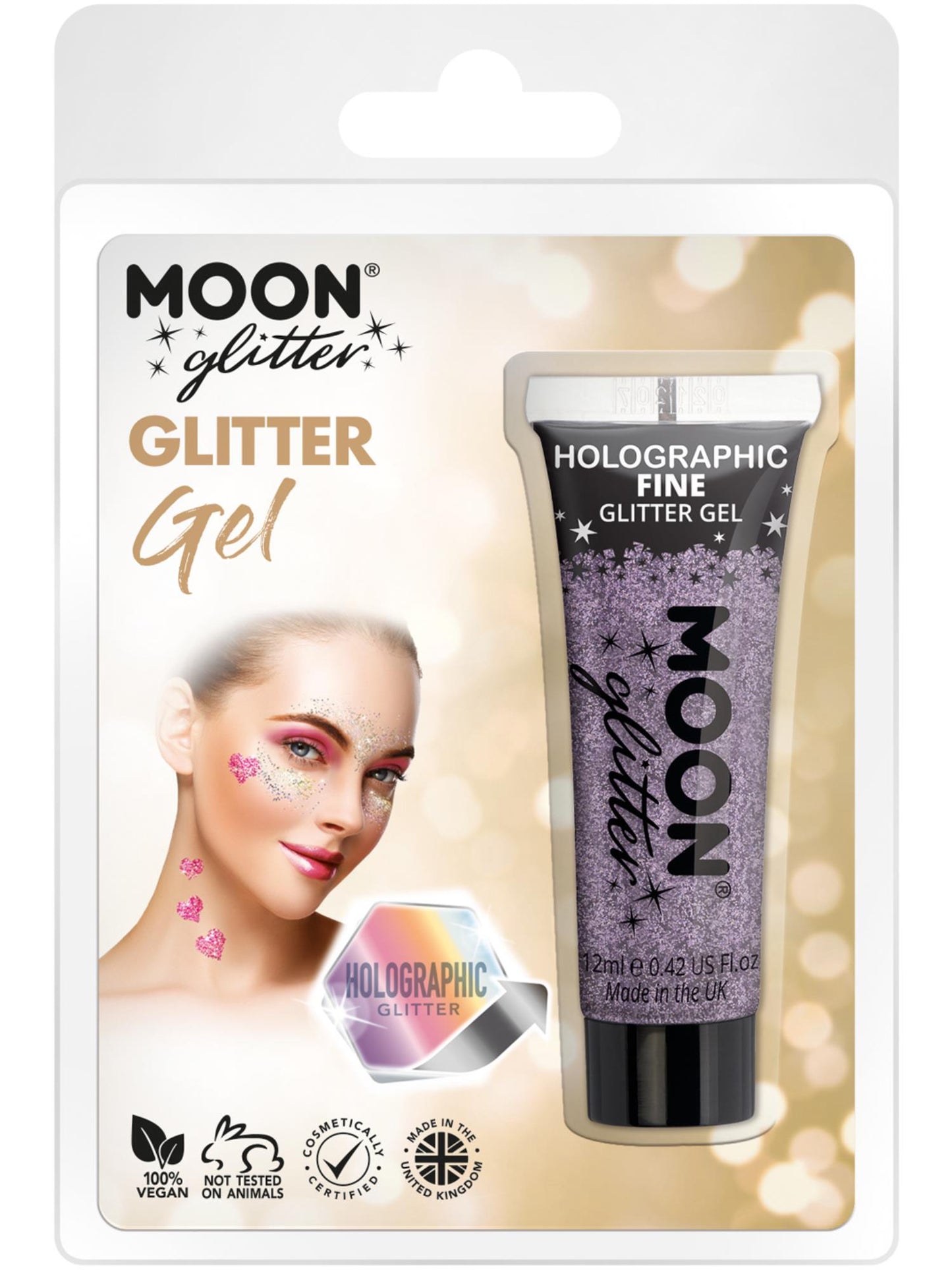 Smiffys Moon Glitter Holographic Fine Glitter Gel, Purple CD für Unisex