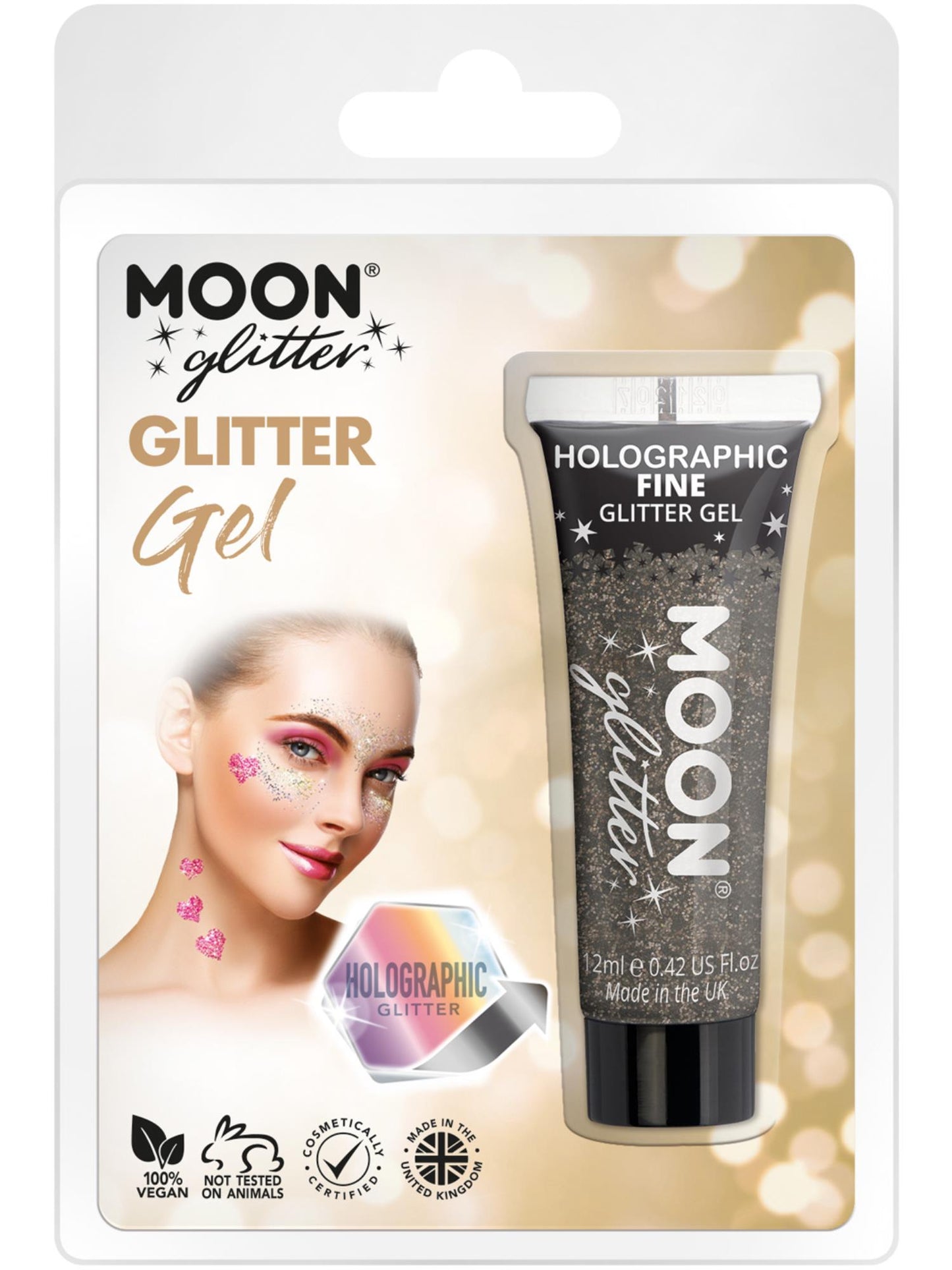 Smiffys Moon Glitter Holographic Fine Glitter Gel, Black CD für Unisex