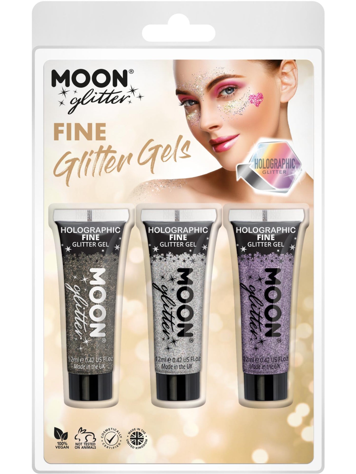 Smiffys Moon Glitter Holographic Fine Glitter Gel, CD für Unisex