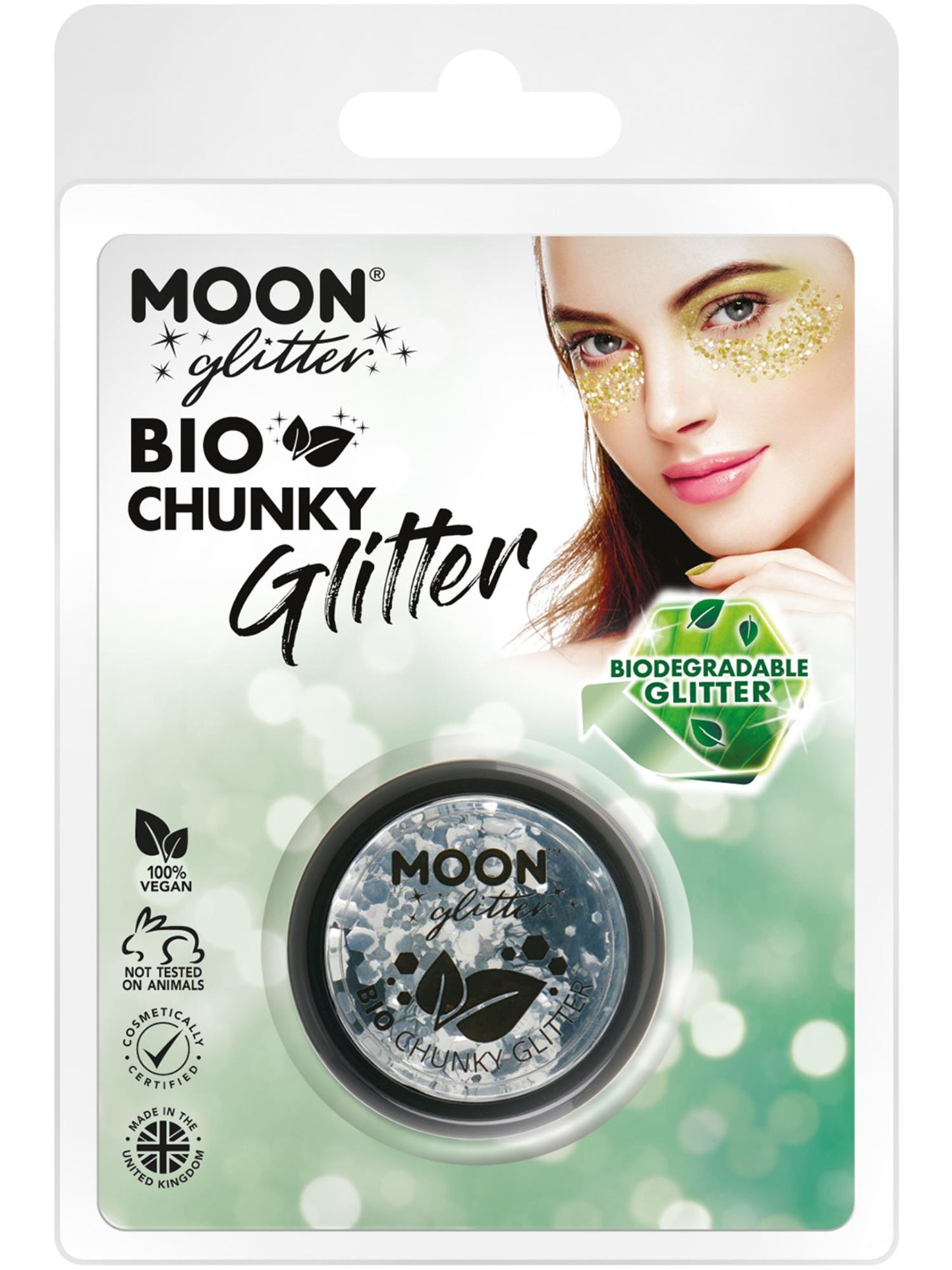 Smiffys Moon Glitter Bio Chunky Glitter, Silver CD für Unisex