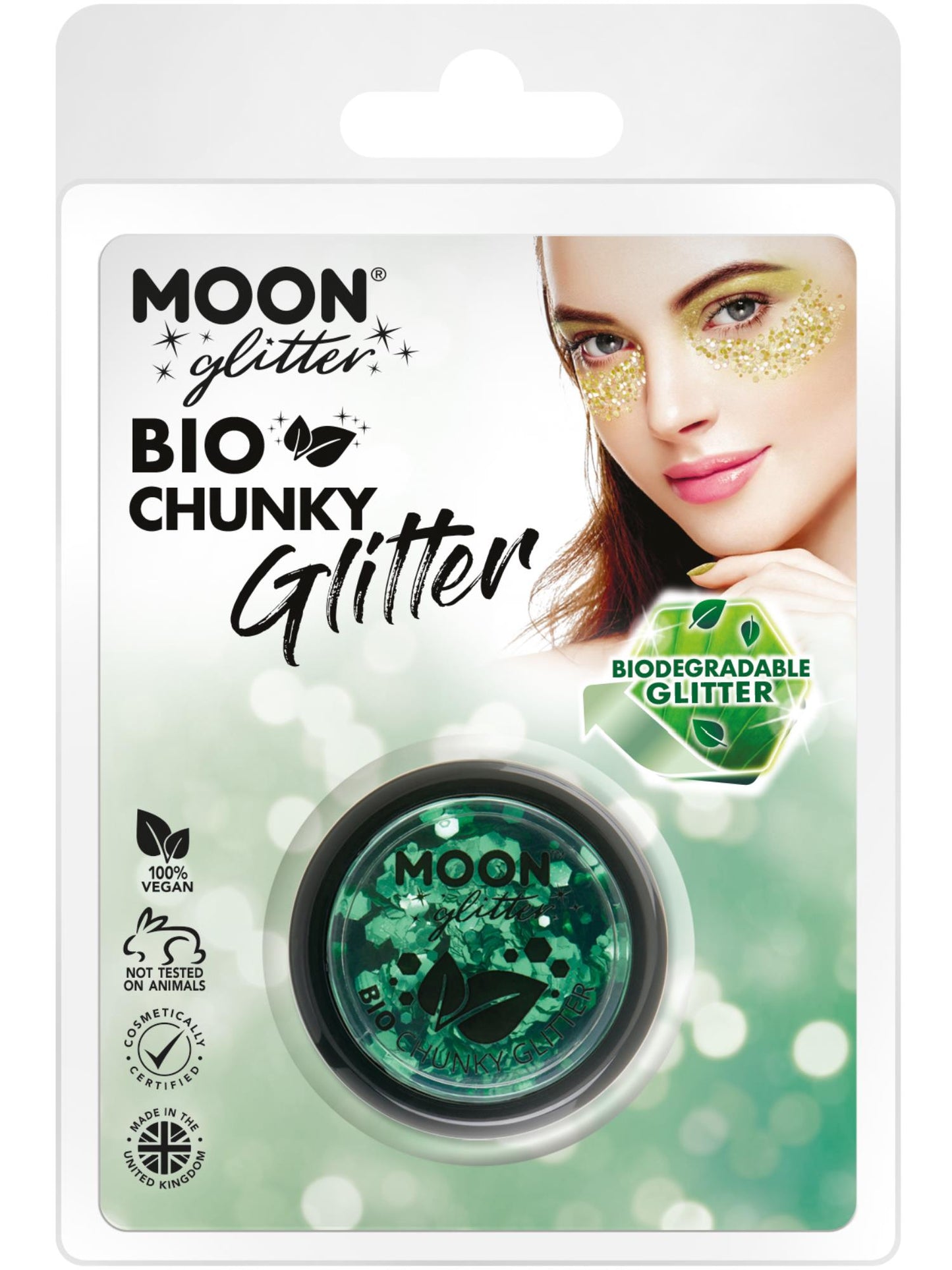 Smiffys Moon Glitter Bio Chunky Glitter, Green CD für Unisex