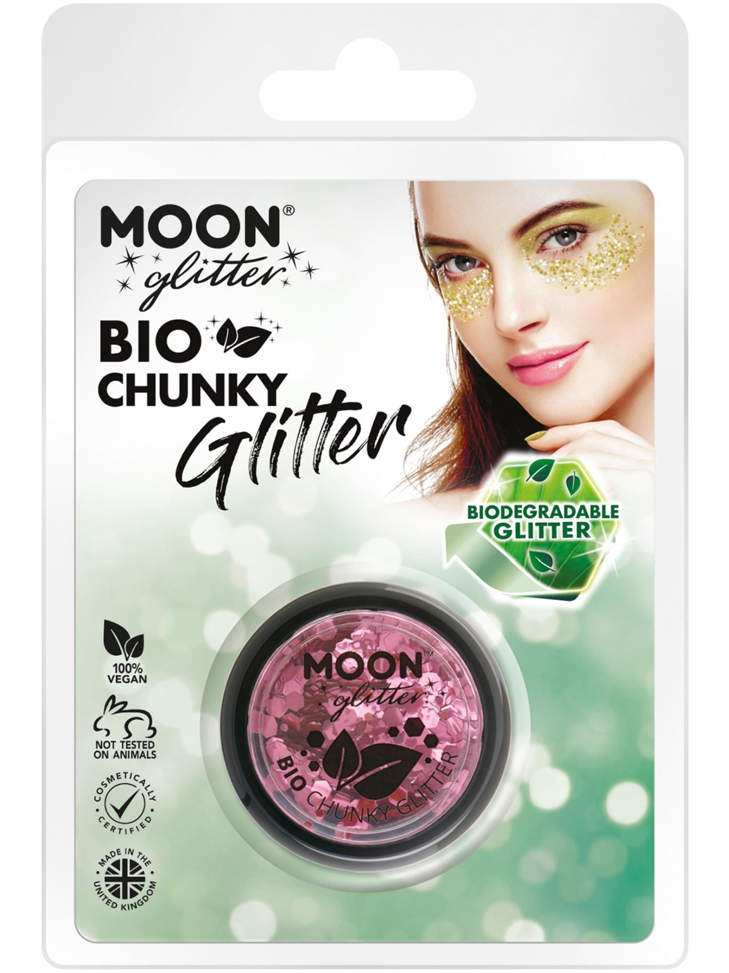 Smiffys Moon Glitter Bio Chunky Glitter, Pink CD für Unisex