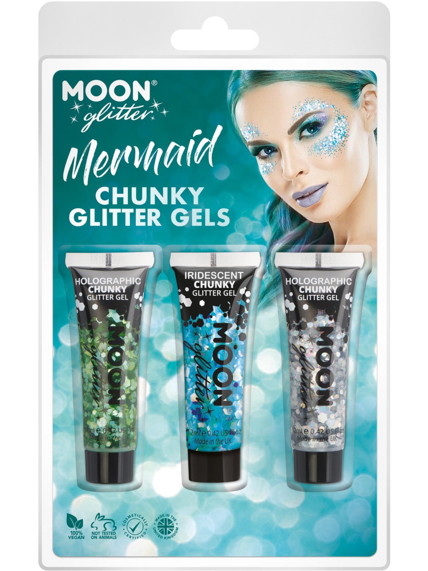 Smiffys Moon Glitter Themed Clamshells, Blue CD für Unisex