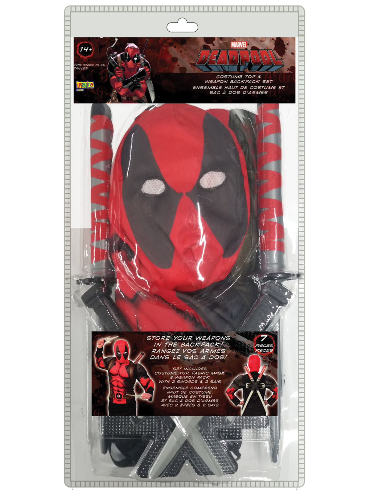 Rubies Deadpool Costume Top Weapon Set Kostüm für Erwachsene für Herren