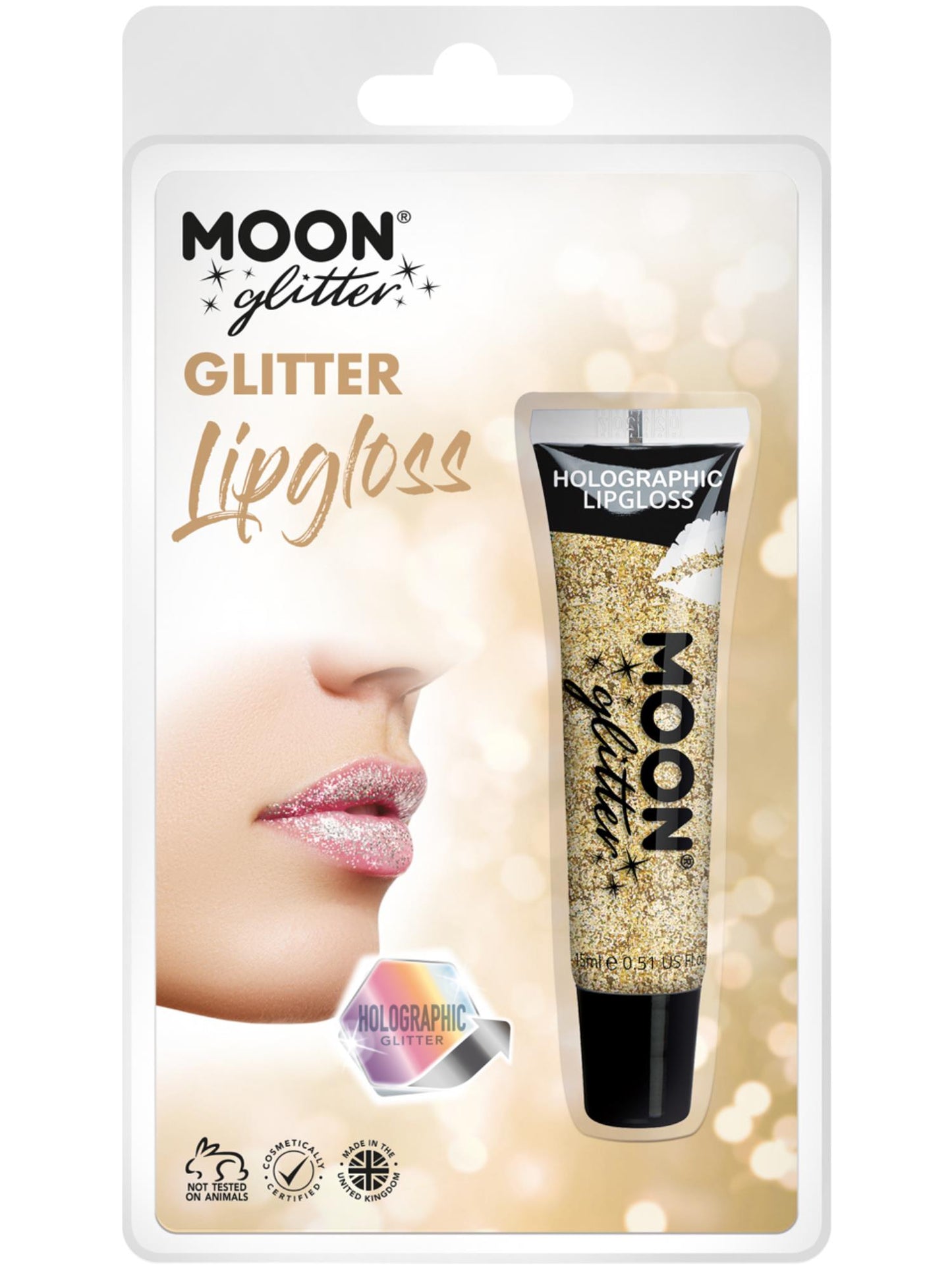 Smiffys Moon Glitter Holographic Glitter Lipgloss, Gold CD für Unisex