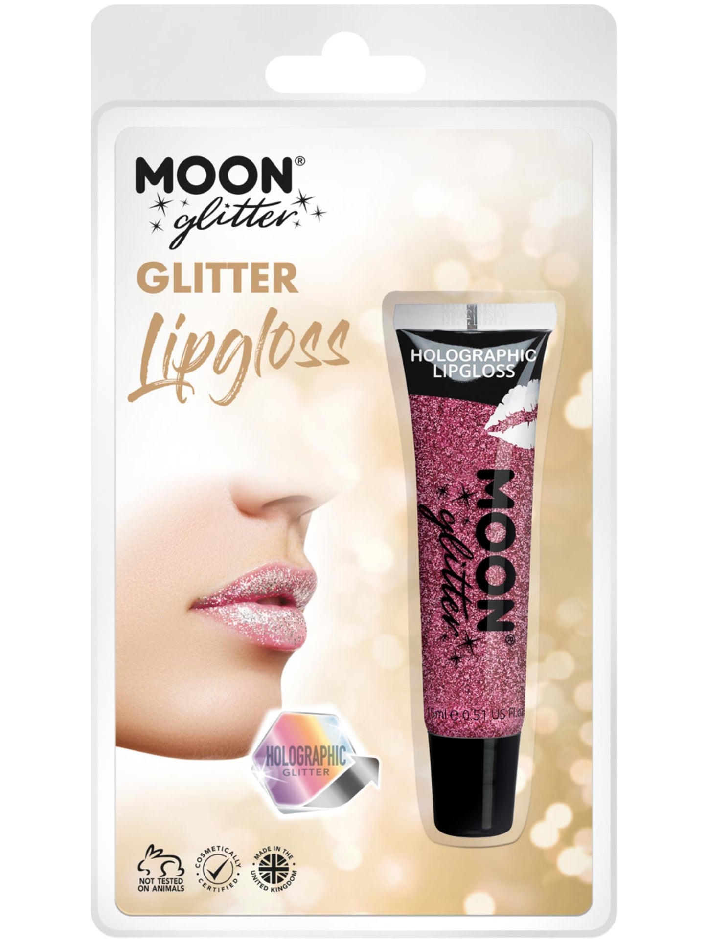 Smiffys Moon Glitter Holographic Glitter Lipgloss, Pink CD für Unisex