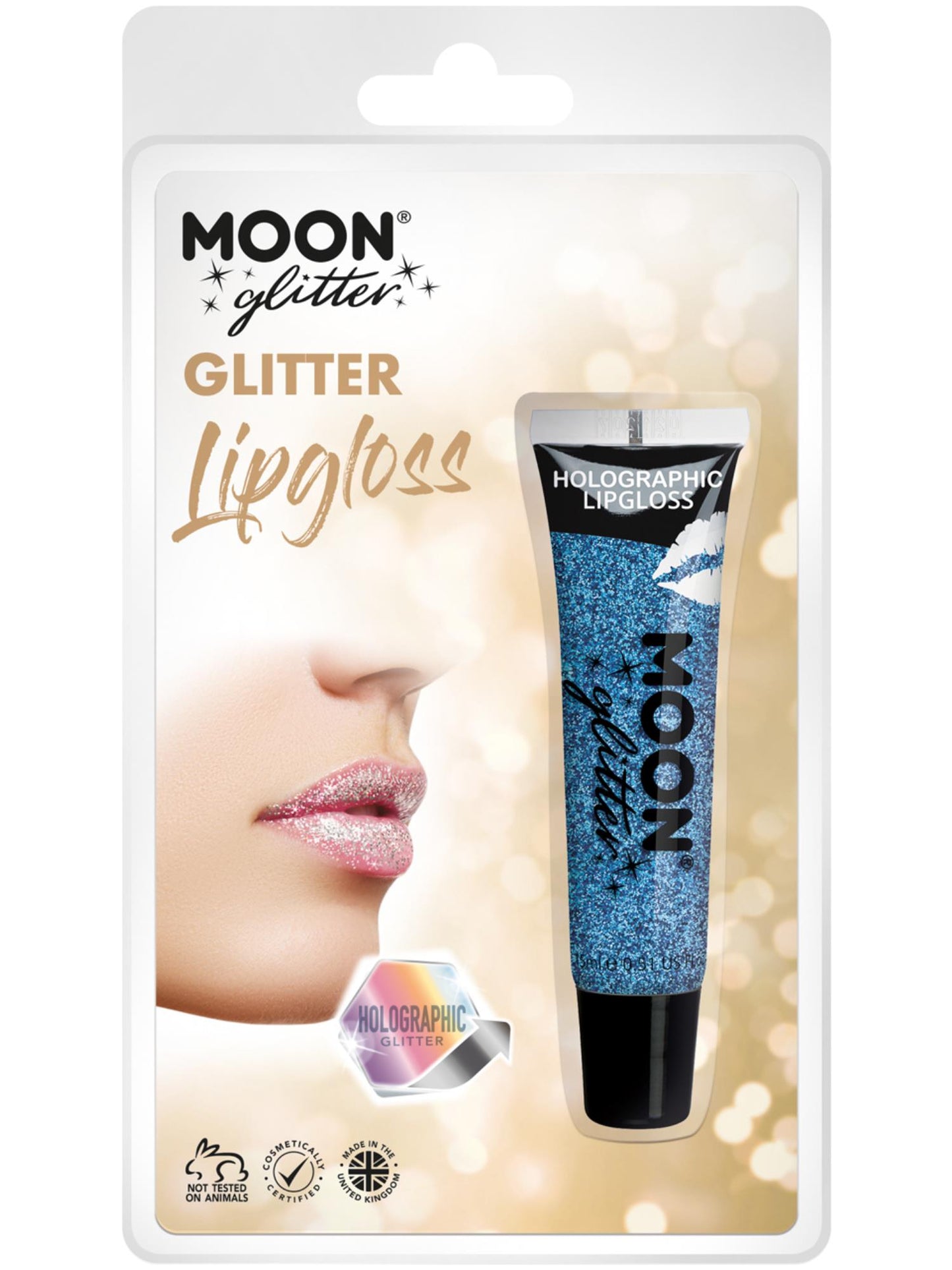 Smiffys Moon Glitter Holographic Glitter Lipgloss, Blue CD für Unisex