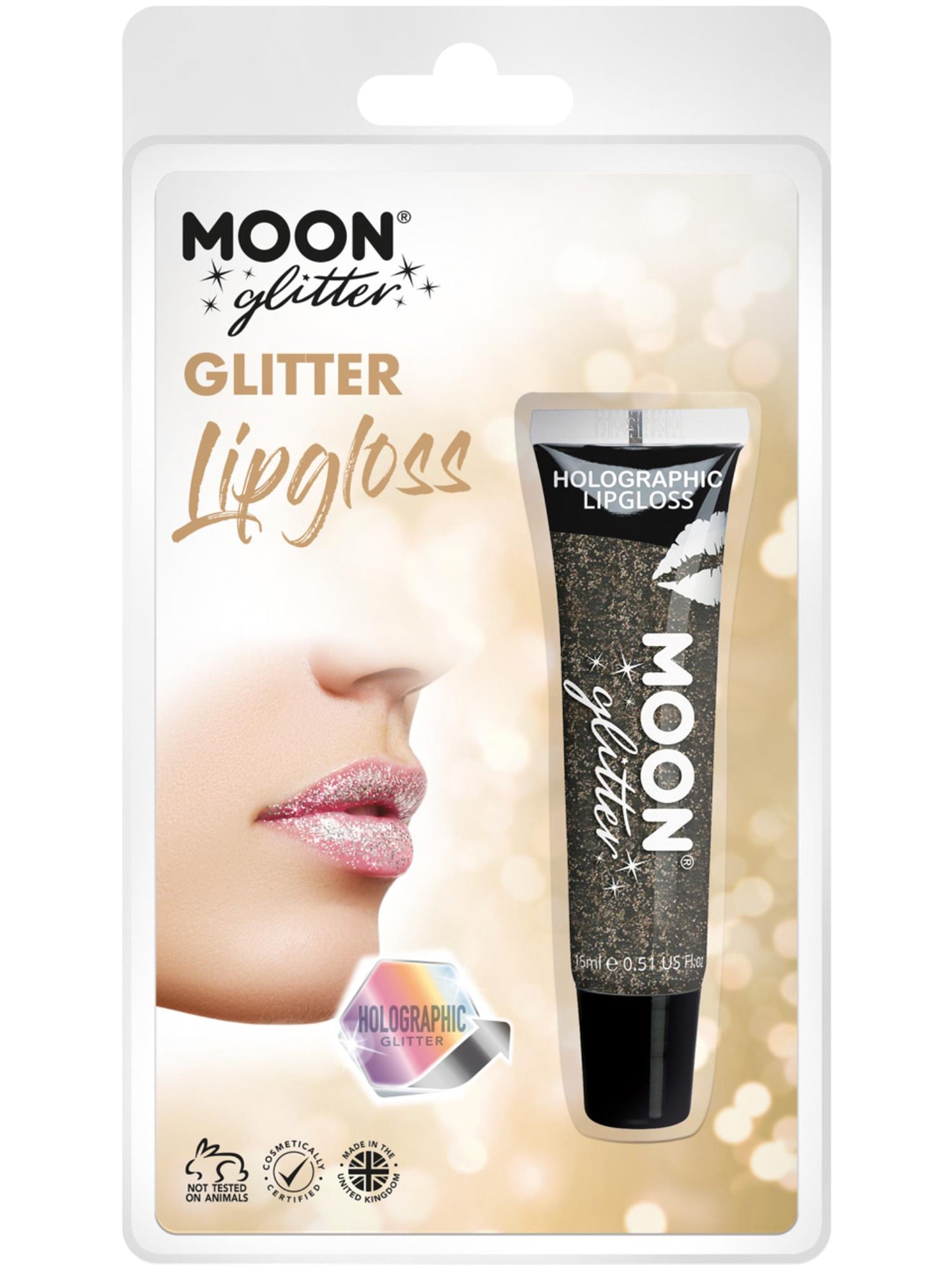 Smiffys Moon Glitter Holographic Glitter Lipgloss, Black CD für Unisex