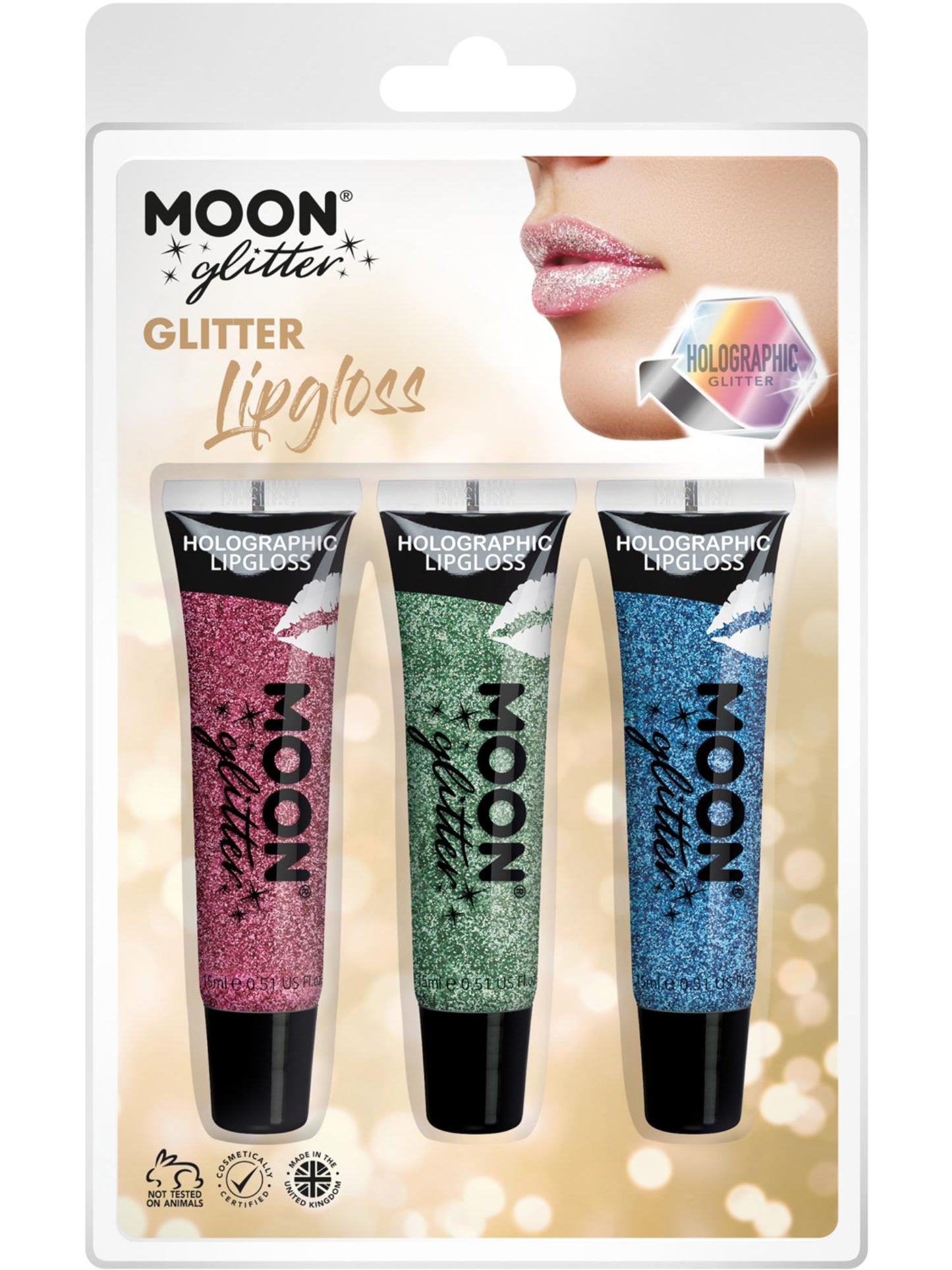 Smiffys Moon Glitter Holographic Glitter Lipgloss, CD für Unisex