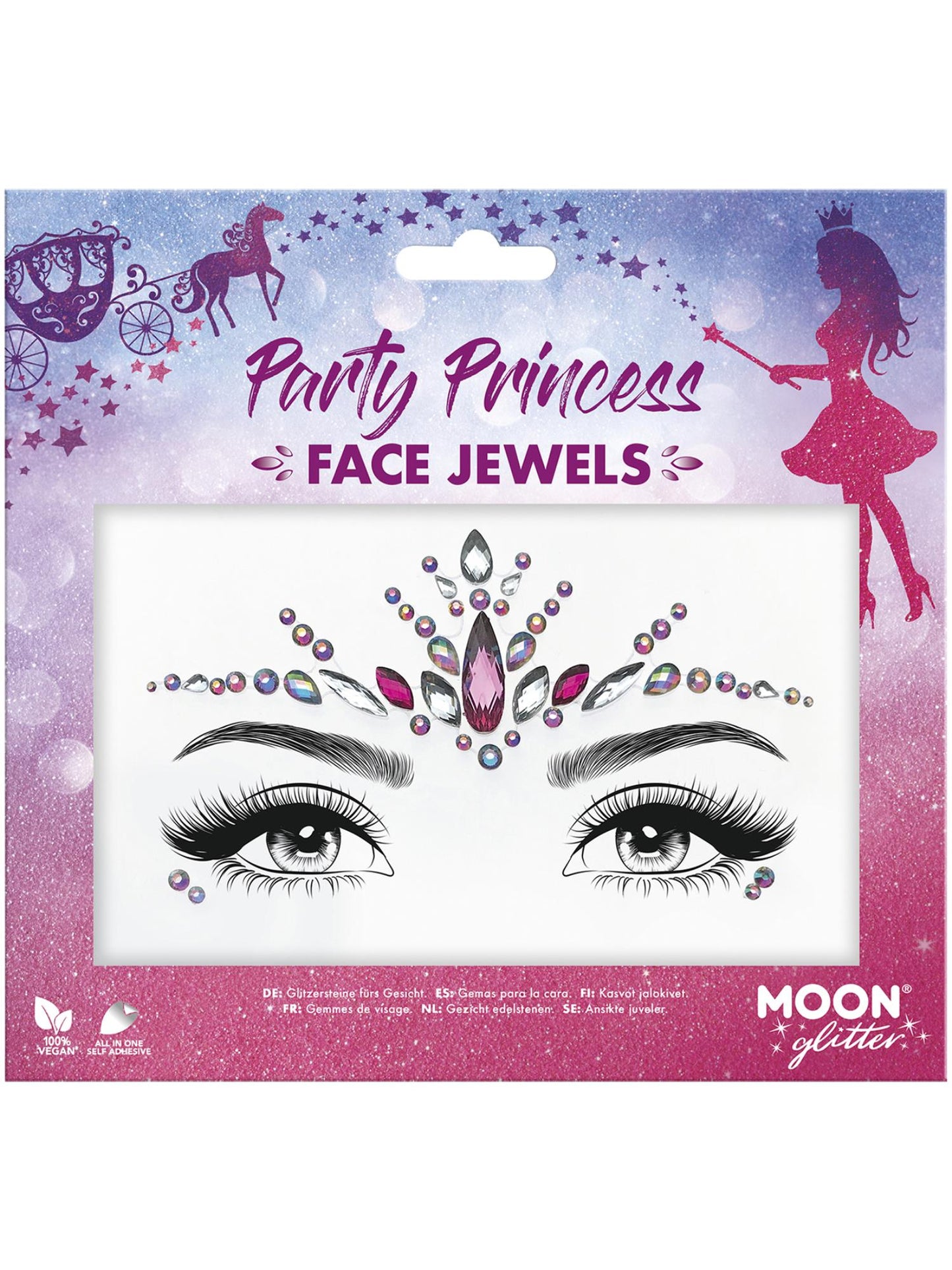 Smiffys Moon Glitter Face Jewels, Party Princess CD für Unisex